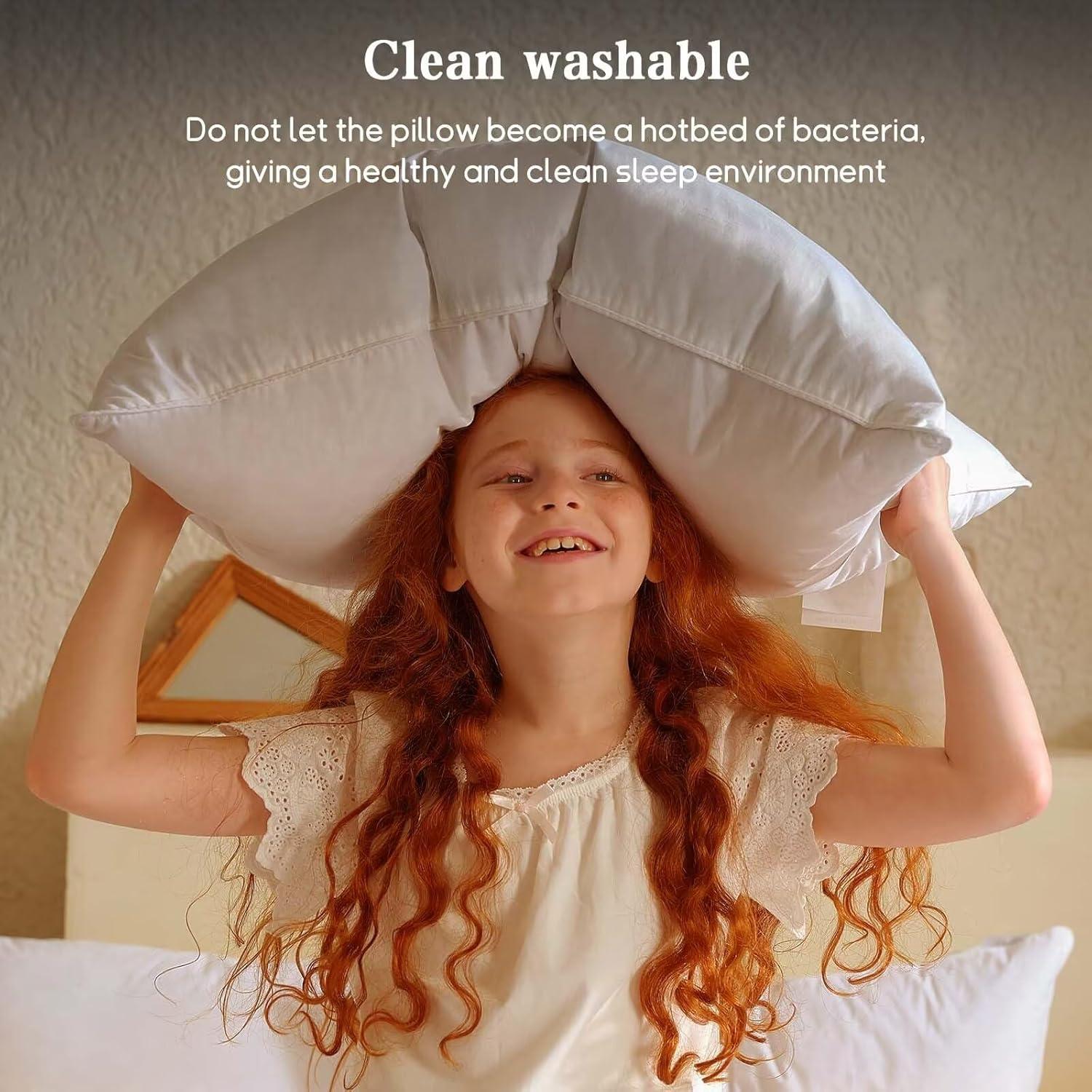 Peace Nest 2 Pack Feather Down Bed Pillows with Cotton Cover, Standard