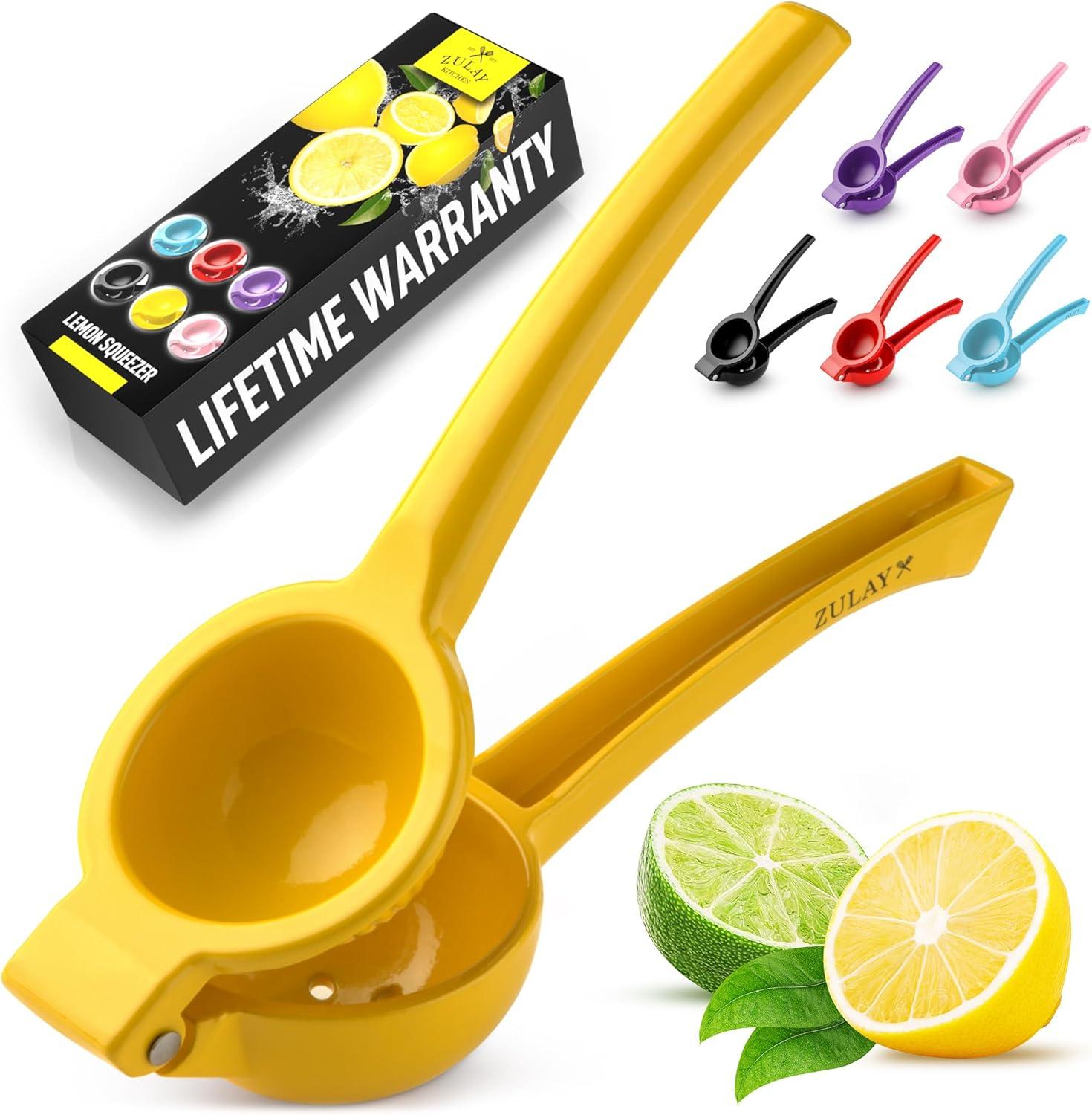 Zulay Kitchen Metal Lemon Squeezer Citrus Juicer Manual Press for Extracting the Most Juice Yellow