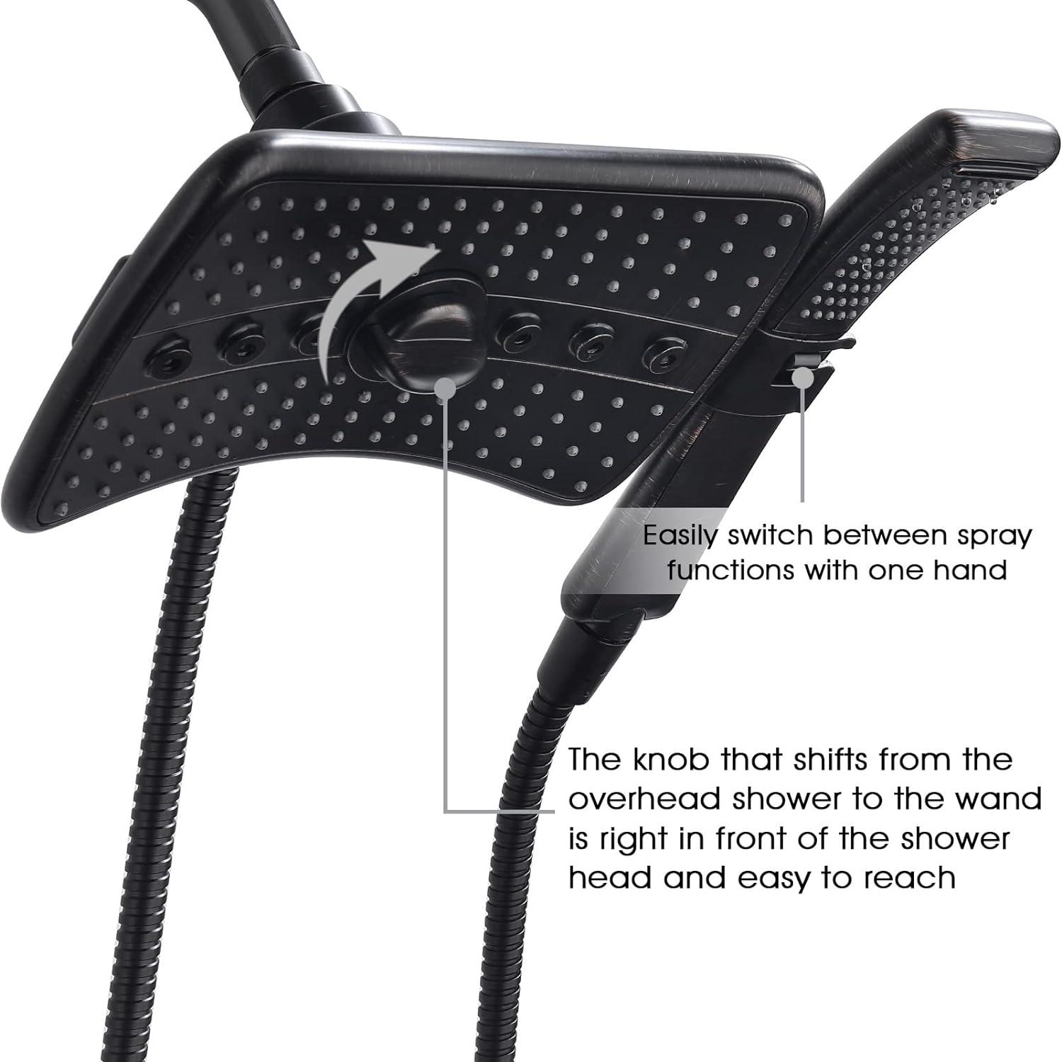 Oil Rubbed Bronze Dual Head Rain and Handheld Shower Set