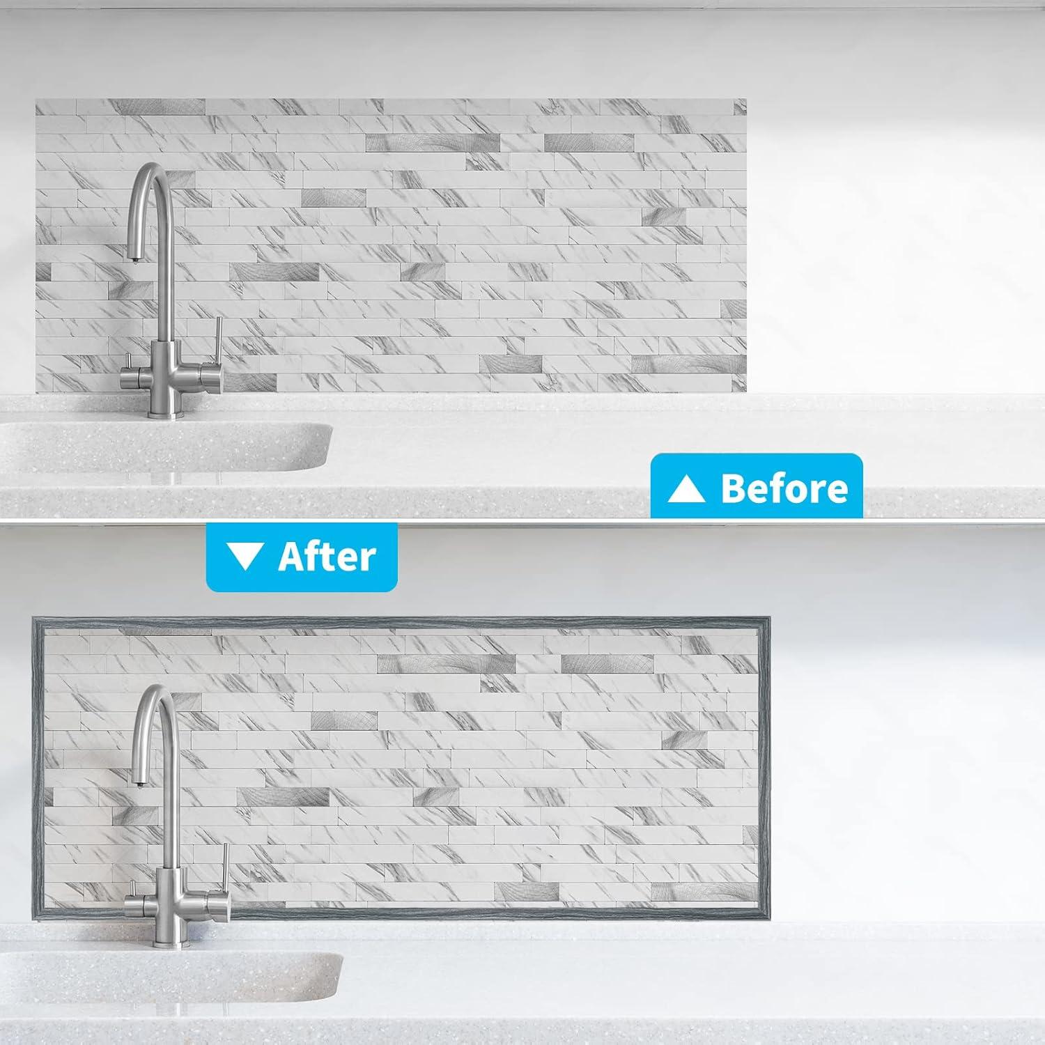 Art3d 20ft Outside Vinyl Corner Trim Peel and Stick for Tile and Wall Edges, Furniture Decoration (Grey Oak)