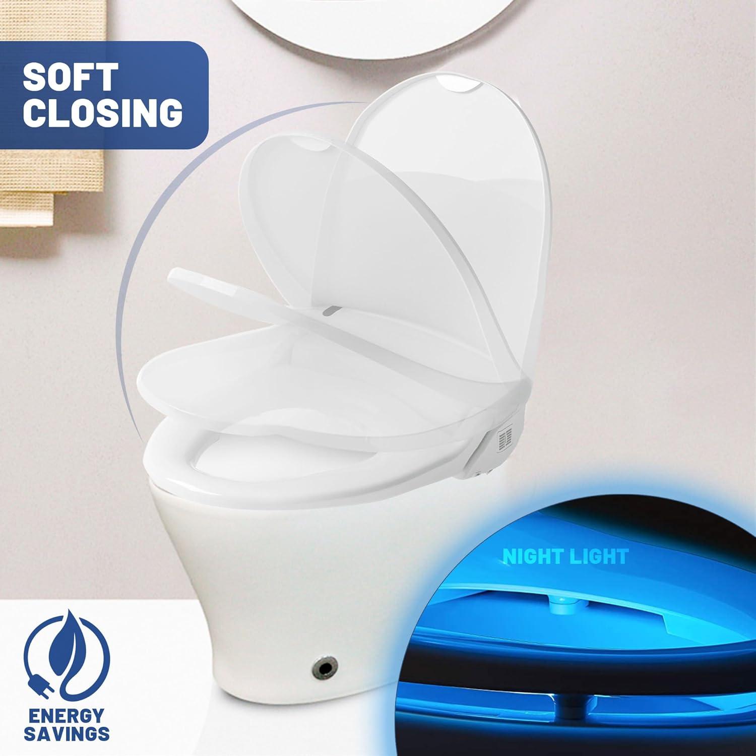 Ivyel GL-3 Smart Electric Bidet for Toilet Seat,Fits Round Toilets,Stainless Steel Self Cleaning Nozzle,Heated bidet Toilet Seat with Warm Water,Air Dryer,Intensive Wash