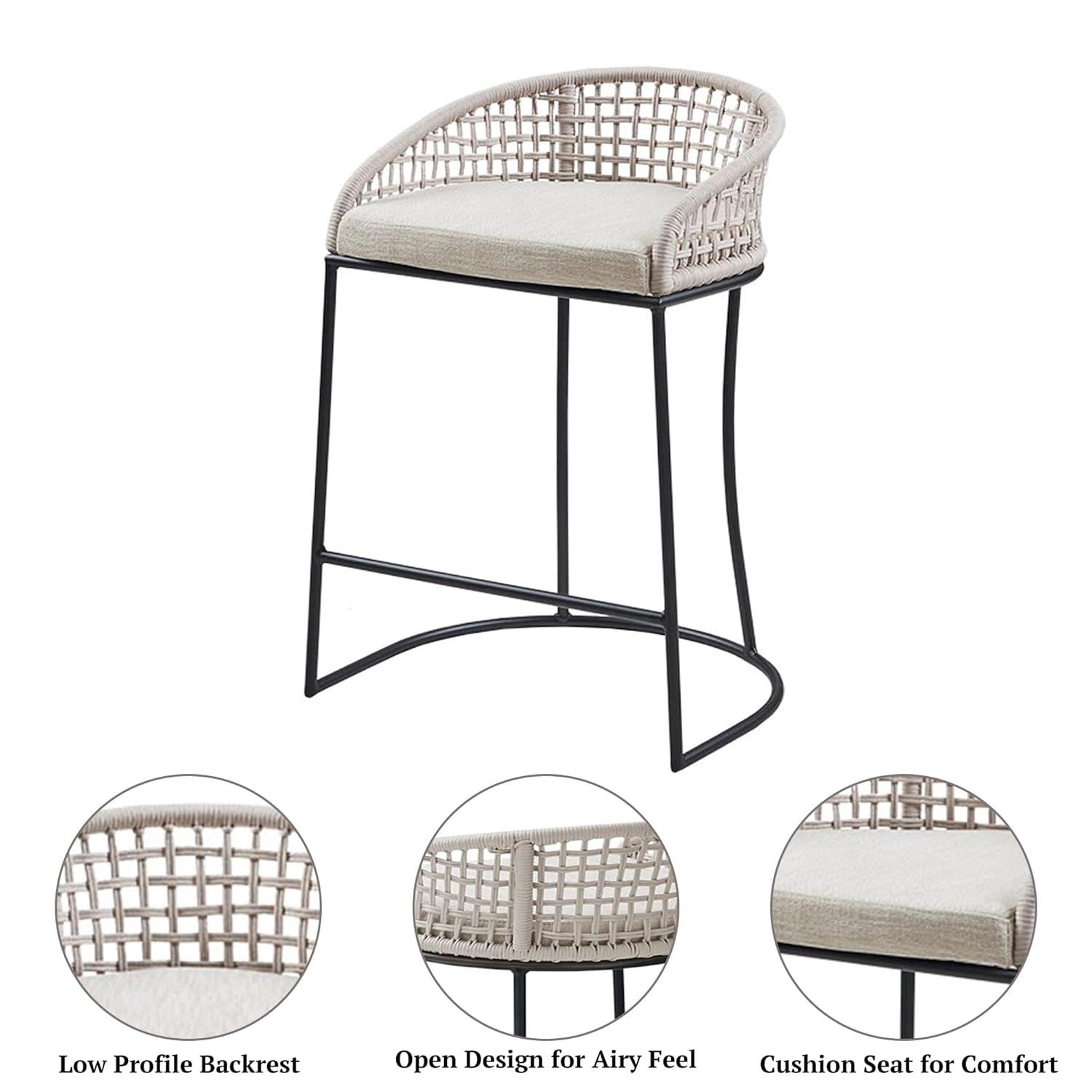 25" Rosita Woven Counter Height Barstool Natural - Madison Park: Chic Coastal, Metal Base