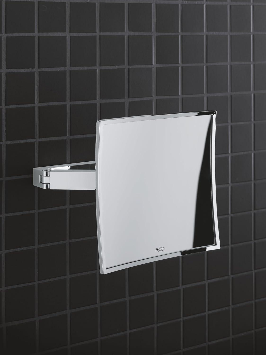 Grohe 40 808 Selection Cube 8-3/4" Framed Mirror - Chrome