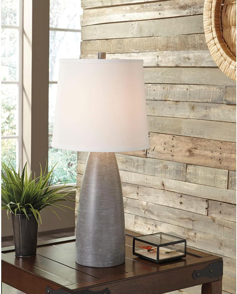 Set of 2 Shavontae Poly Table Lamps Gray - Signature Design by Ashley: Nightstand, Drum Shade, UL Listed