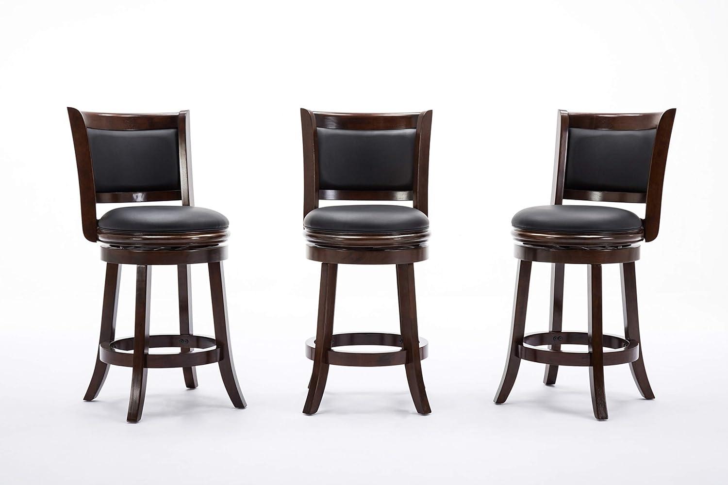 24" Augusta Swivel Counter Height Barstool Hardwood Cappuccino - Boraam: Round Seat, Footrest