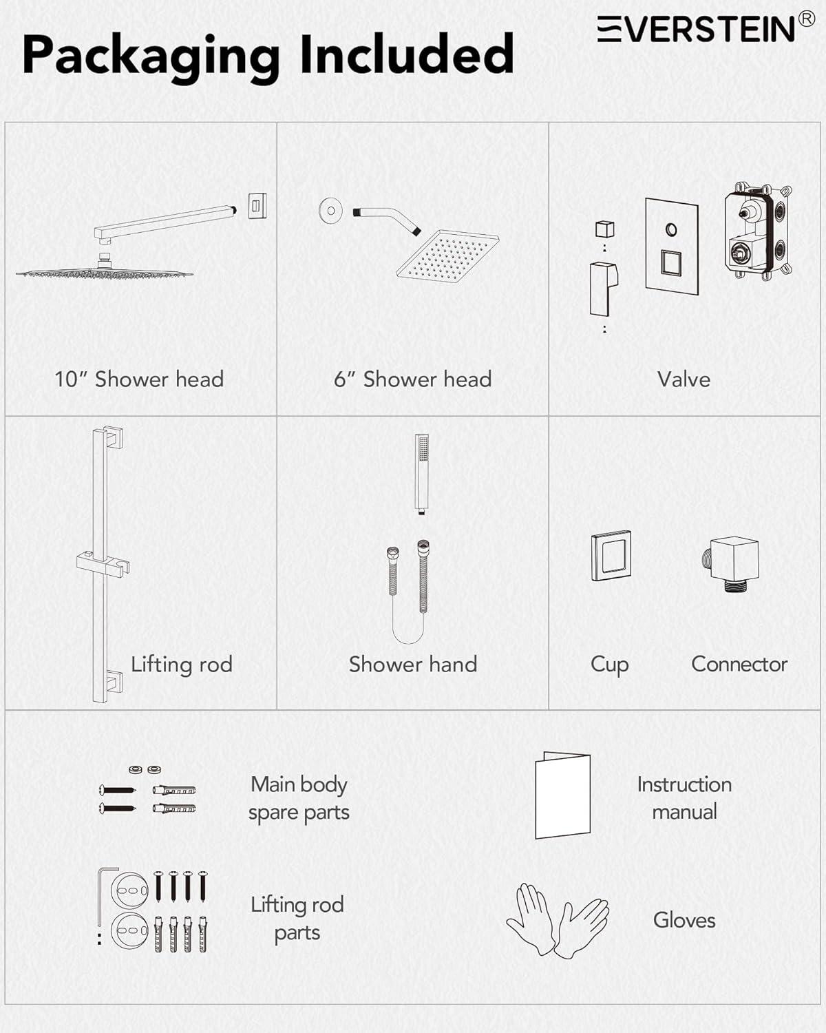 DualJetSpa Pressure-Balanced Shower System, Dual Wall Mount Showerheads with Slide Bar Handheld Spray