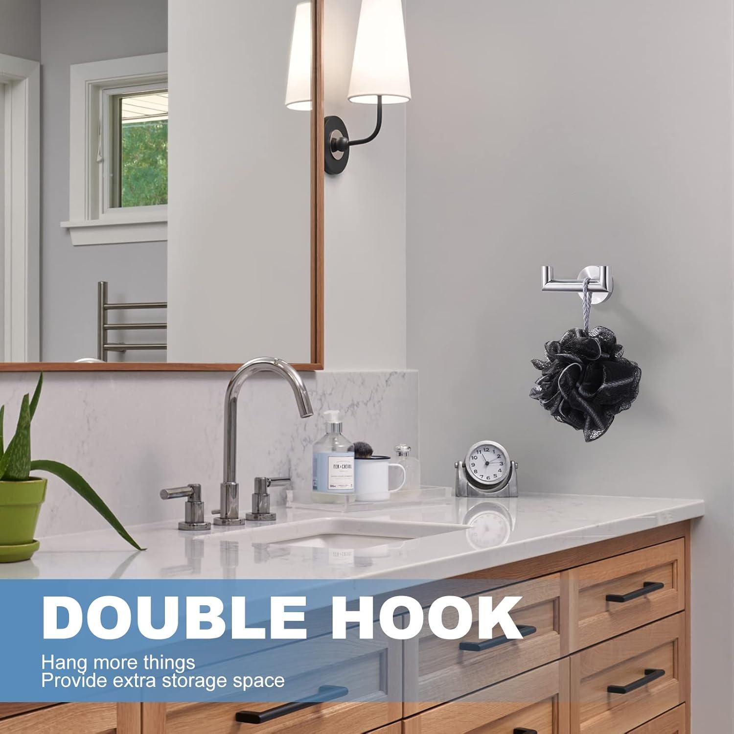 Brushed Nickel Stainless Steel Double Towel Hook