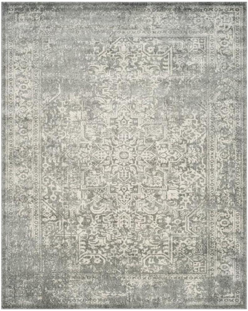 Evoke EVK256 Power Loomed Indoor Area Rug - Silver/Ivory - 6'7"x6'7" - Safavieh