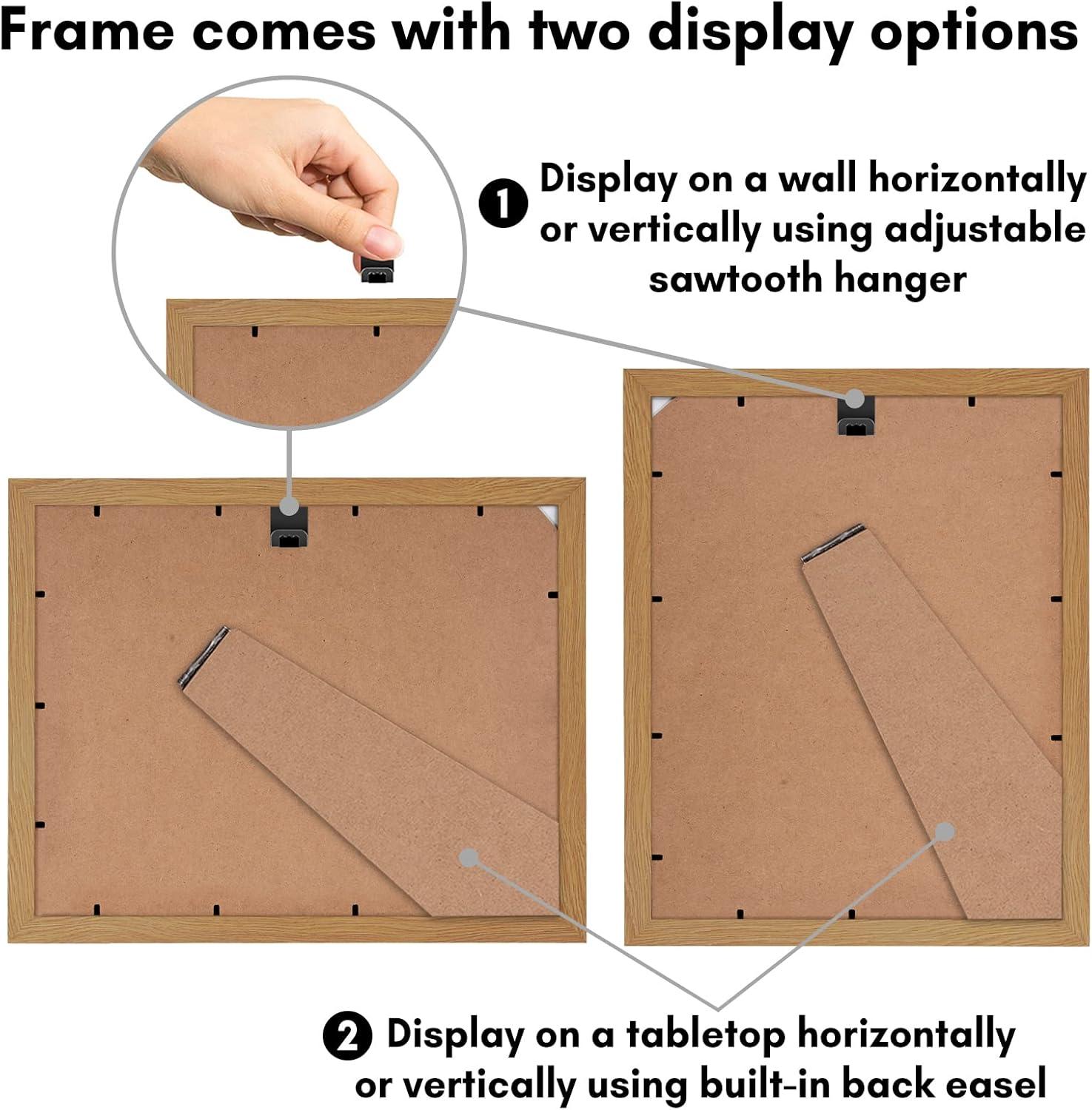 Americanflat 9x12 Picture Frame in Oak - Displays 6x8 With Mat and 9x12 Without Mat - Composite Wood with Shatter Resistant Glass