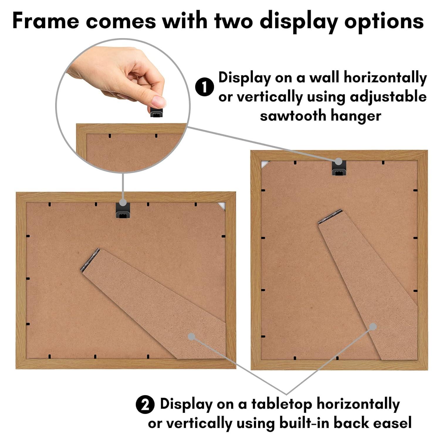 Americanflat 9x12 Picture Frame in Oak - Displays 6x8 With Mat and 9x12 Without Mat - Composite Wood with Shatter Resistant Glass