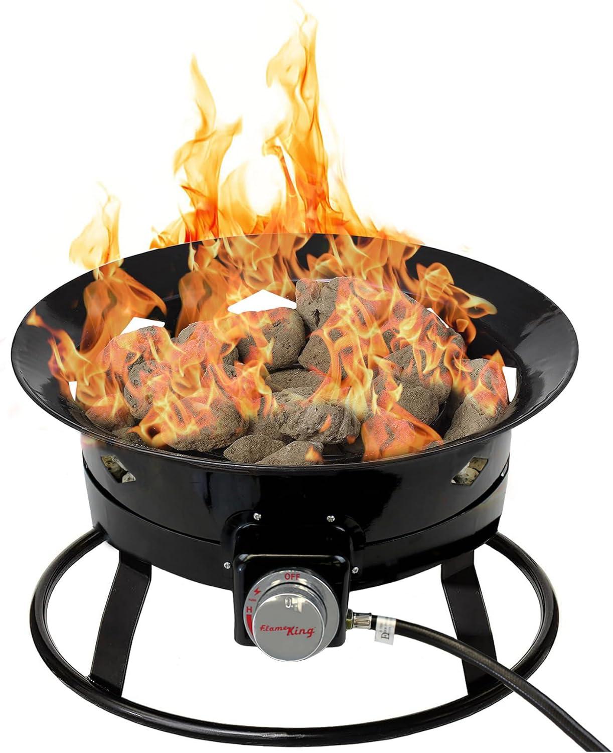 Flame King 19-Inch Black Portable Gas Fire Pit