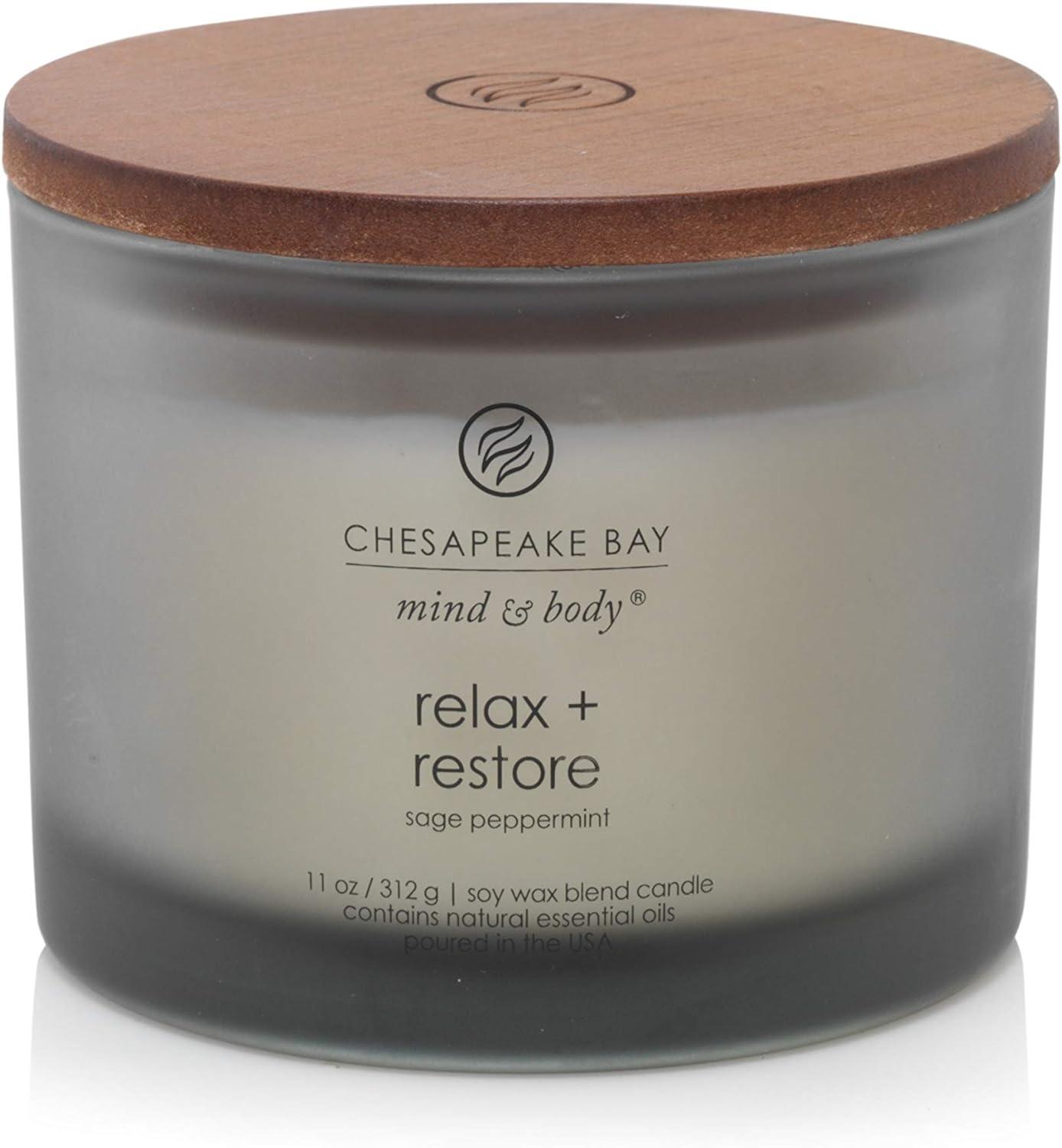 Frosted Glass Relax + Restore  Lidded Jar Candle Light Gray - Mind & Body by Chesapeake Bay Candle