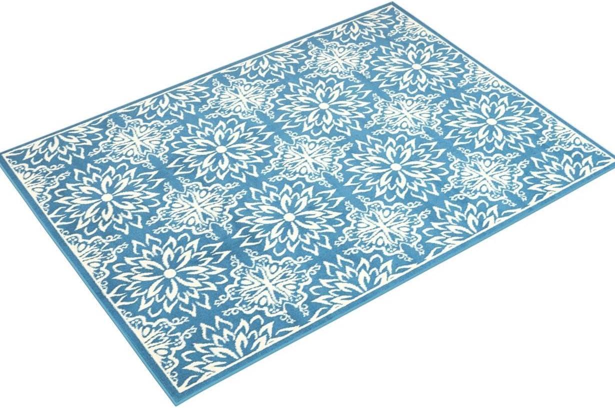 Nourison Jubilant Floral Ivory/Blue 5'3" x 7'3" Area Rug, (5x7)