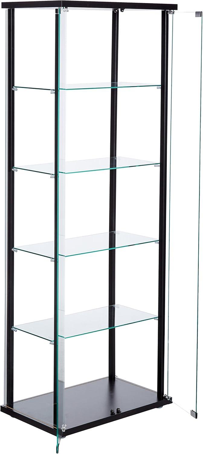 Coaster Traditional 5 Shelf Glass Curio Cabinet in Cappuccino