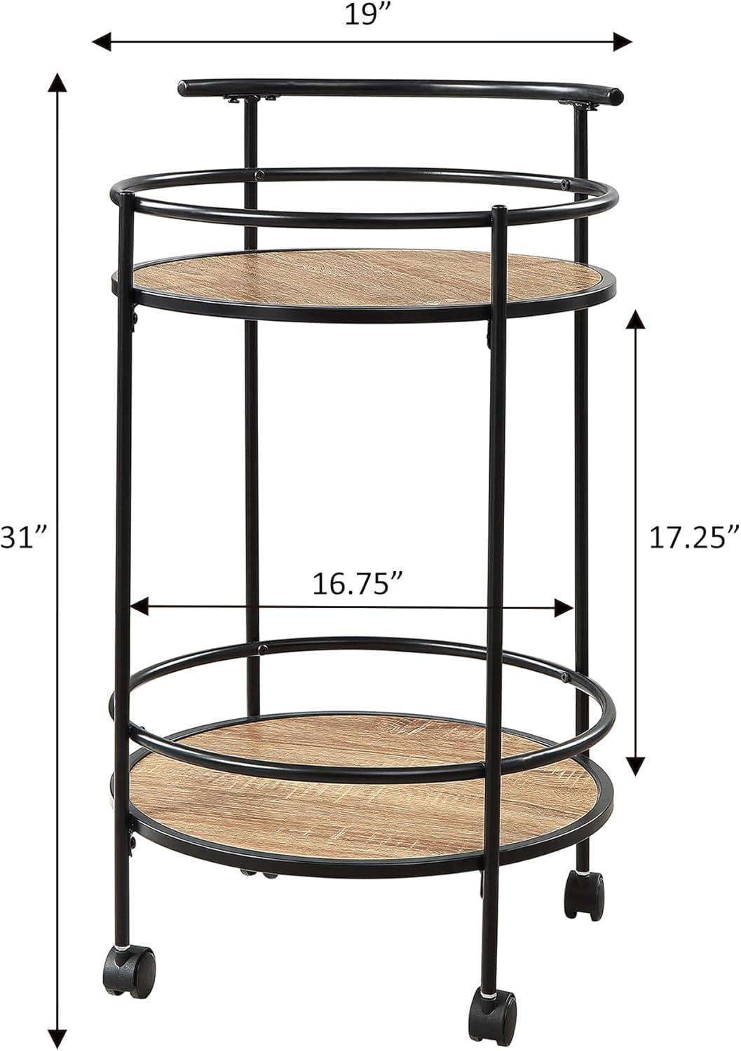 Designs2Go Charlie Serving Bar Cart in Beige Wood with Black Metal Frame