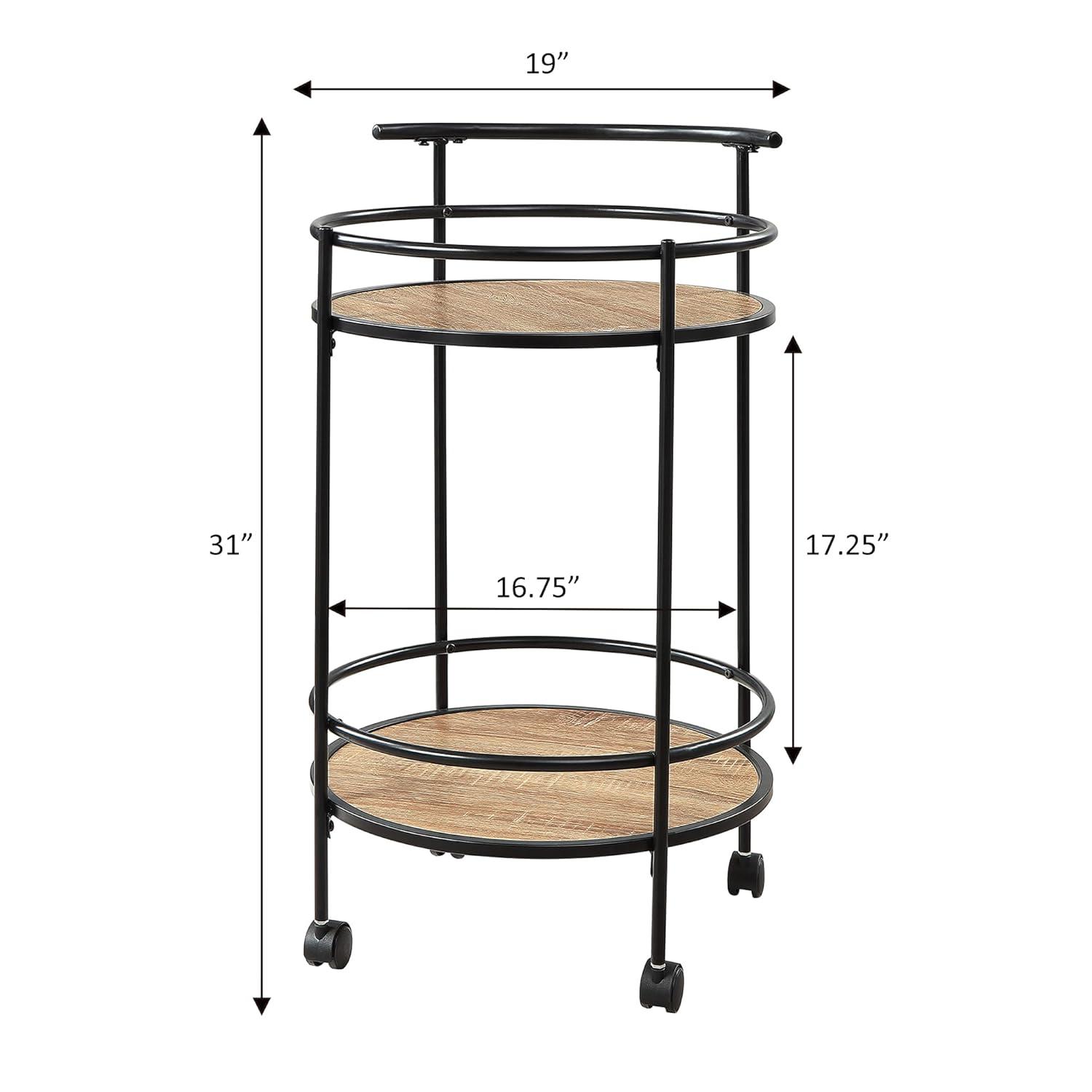 Designs2Go Charlie Serving Bar Cart in Beige Wood with Black Metal Frame