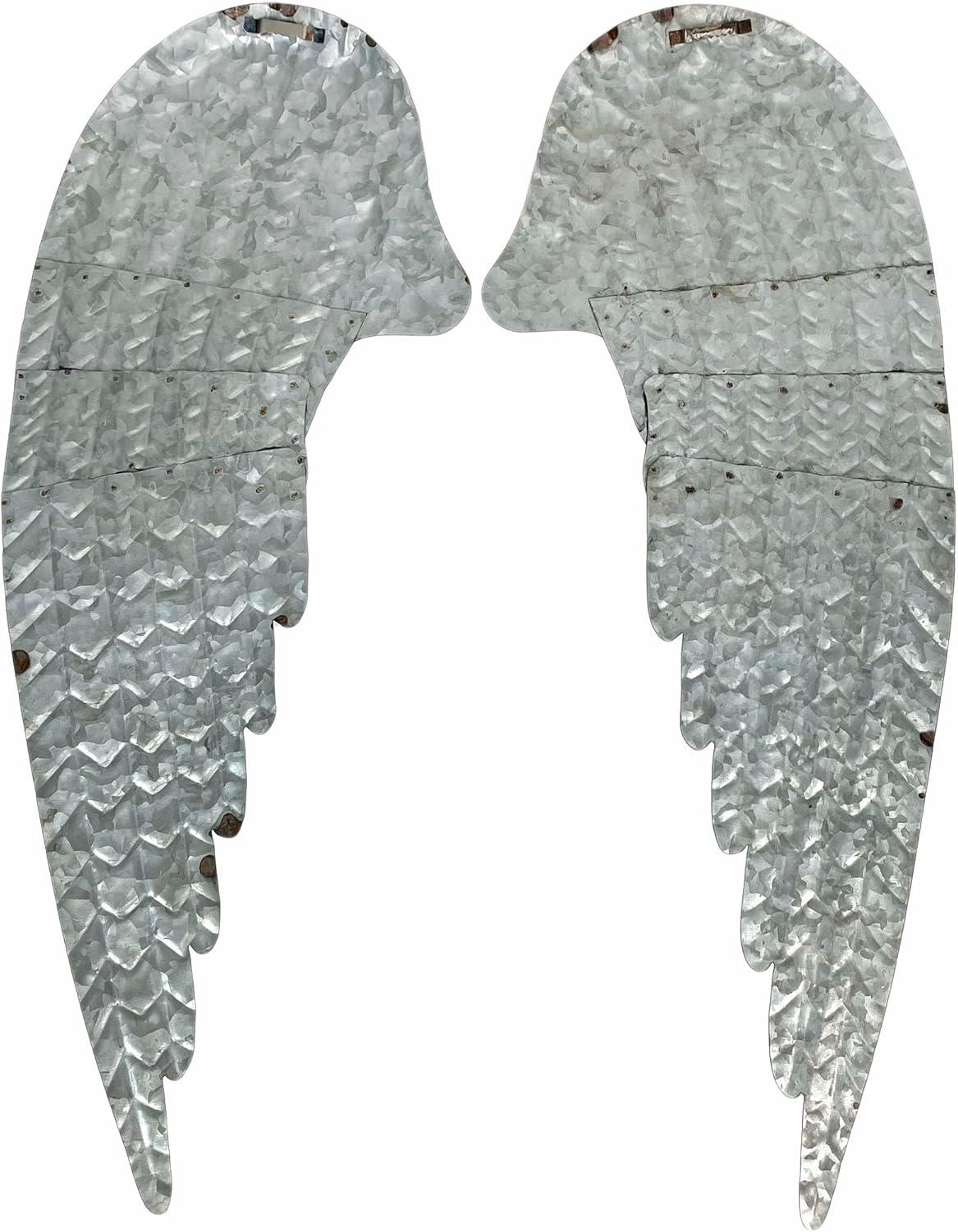 Zeckos Rustic Metal Angel Wings Hanging Wall Décor Set of 2