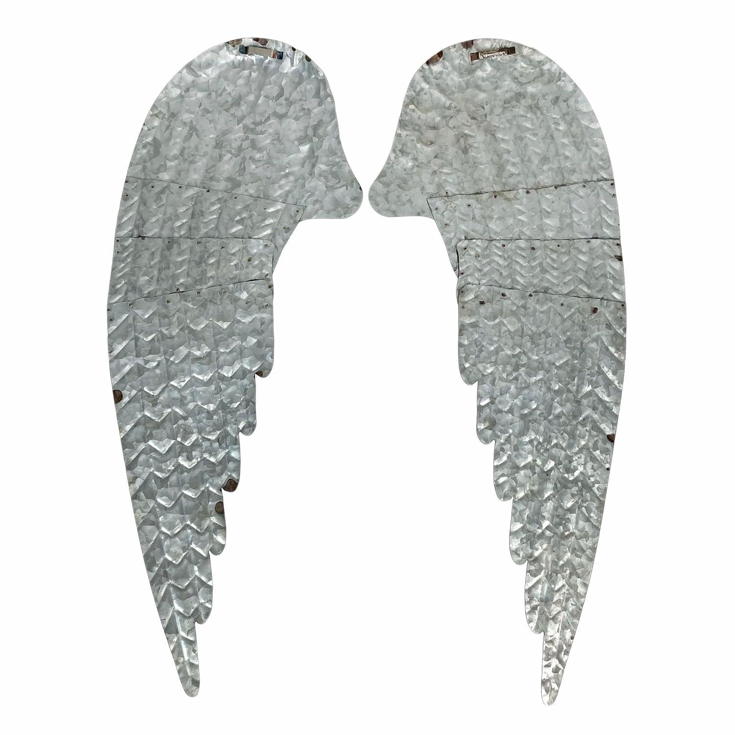 Zeckos Metal Art Angel Wings Heart Decorative Wall Décor Sculpture