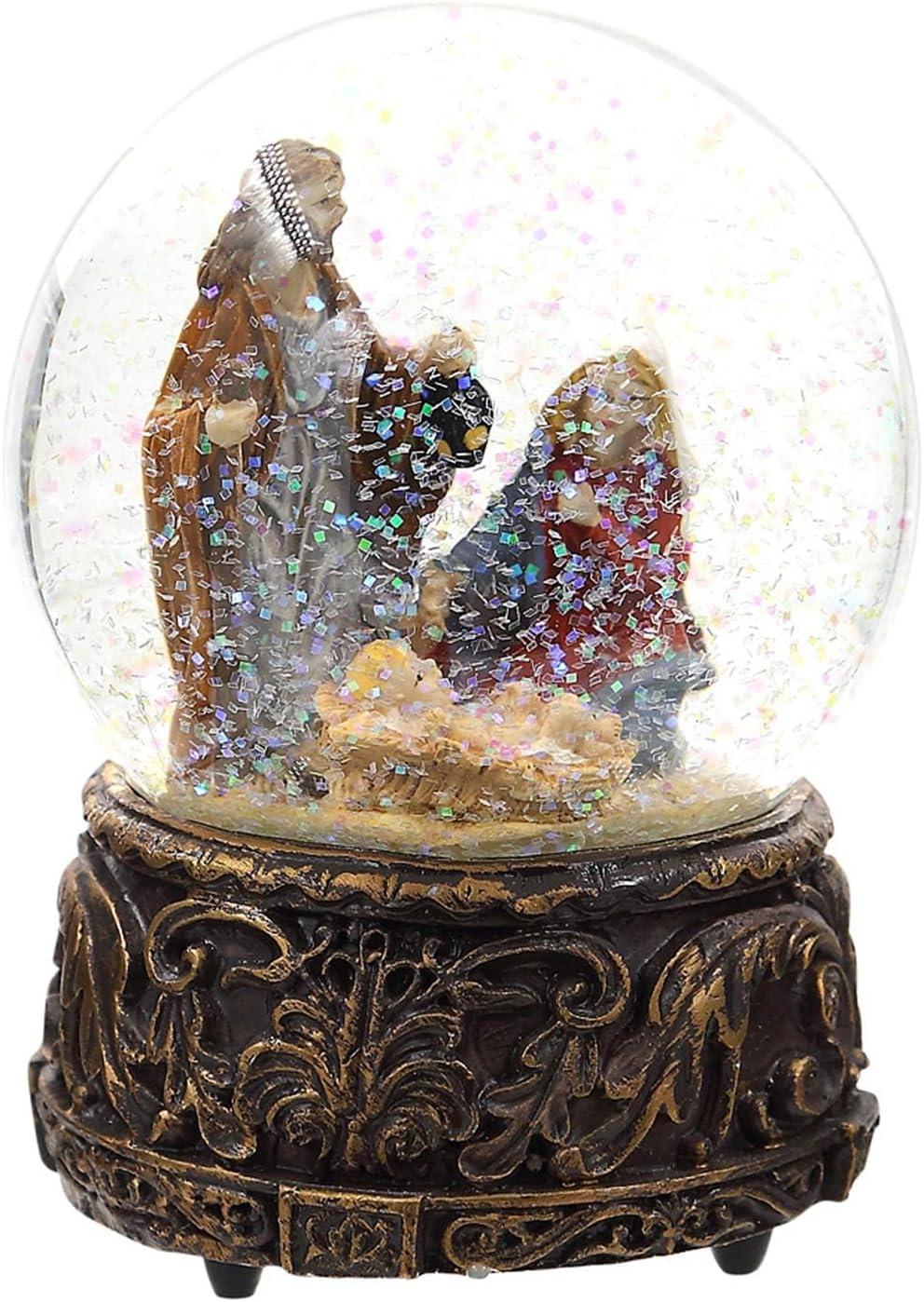 Nativity Musical Glass Snow Globe with Polystone Base