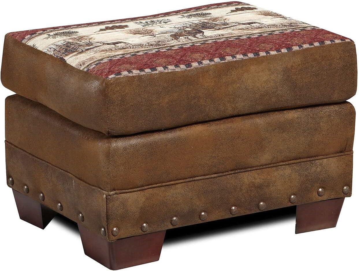 American Furniture Classics 26.5" Microfiber Deer Valley Ottoman in Brown