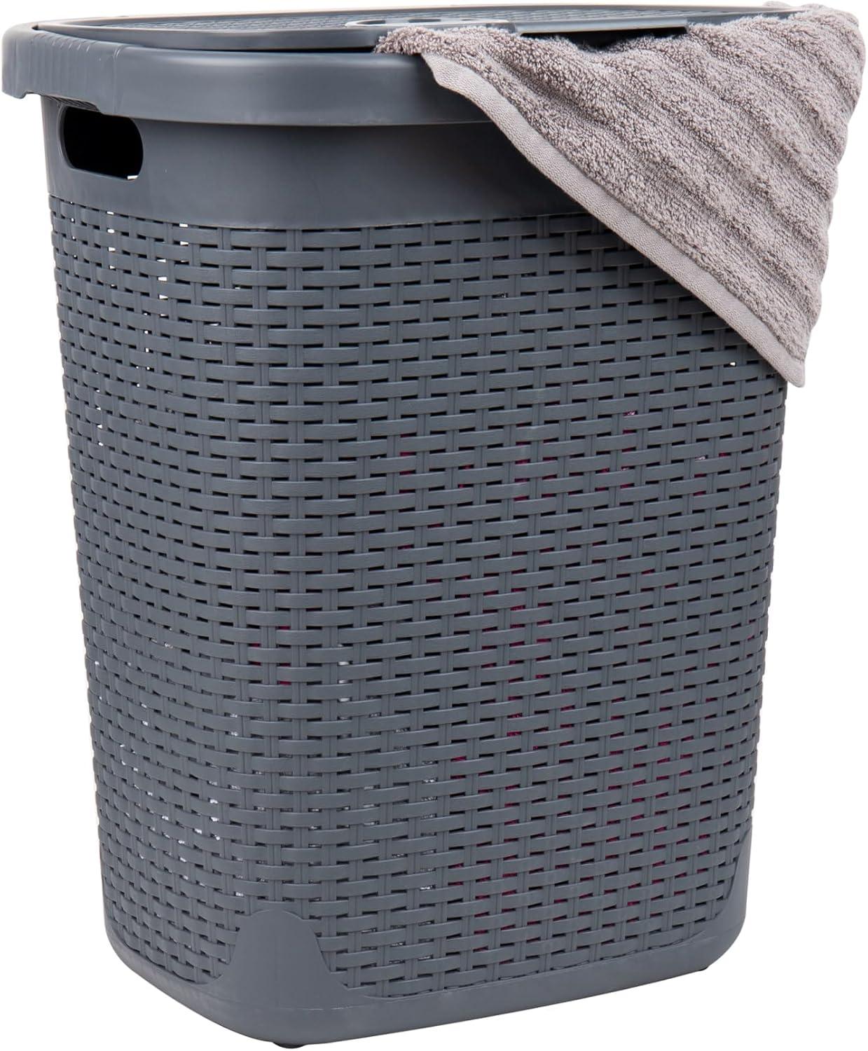 Mind Reader Mind Reader 50L Slim Laundry Hamper, Clothes Basket, Lid, Plastic