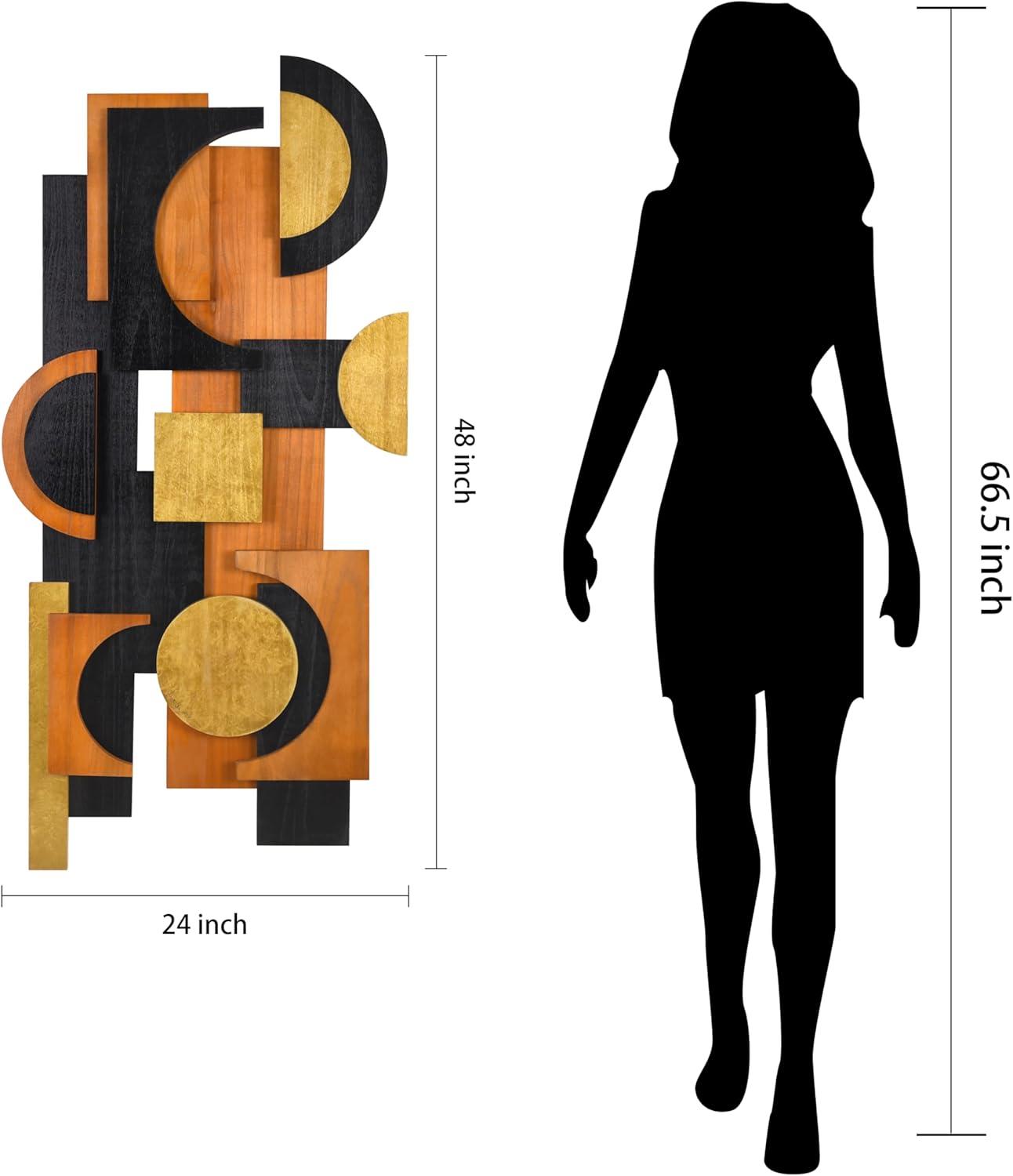 'Amber Embraces II' Hand Made & Hand Finished Dimensional Solid Paulownia Wood Abstracts Wall Art