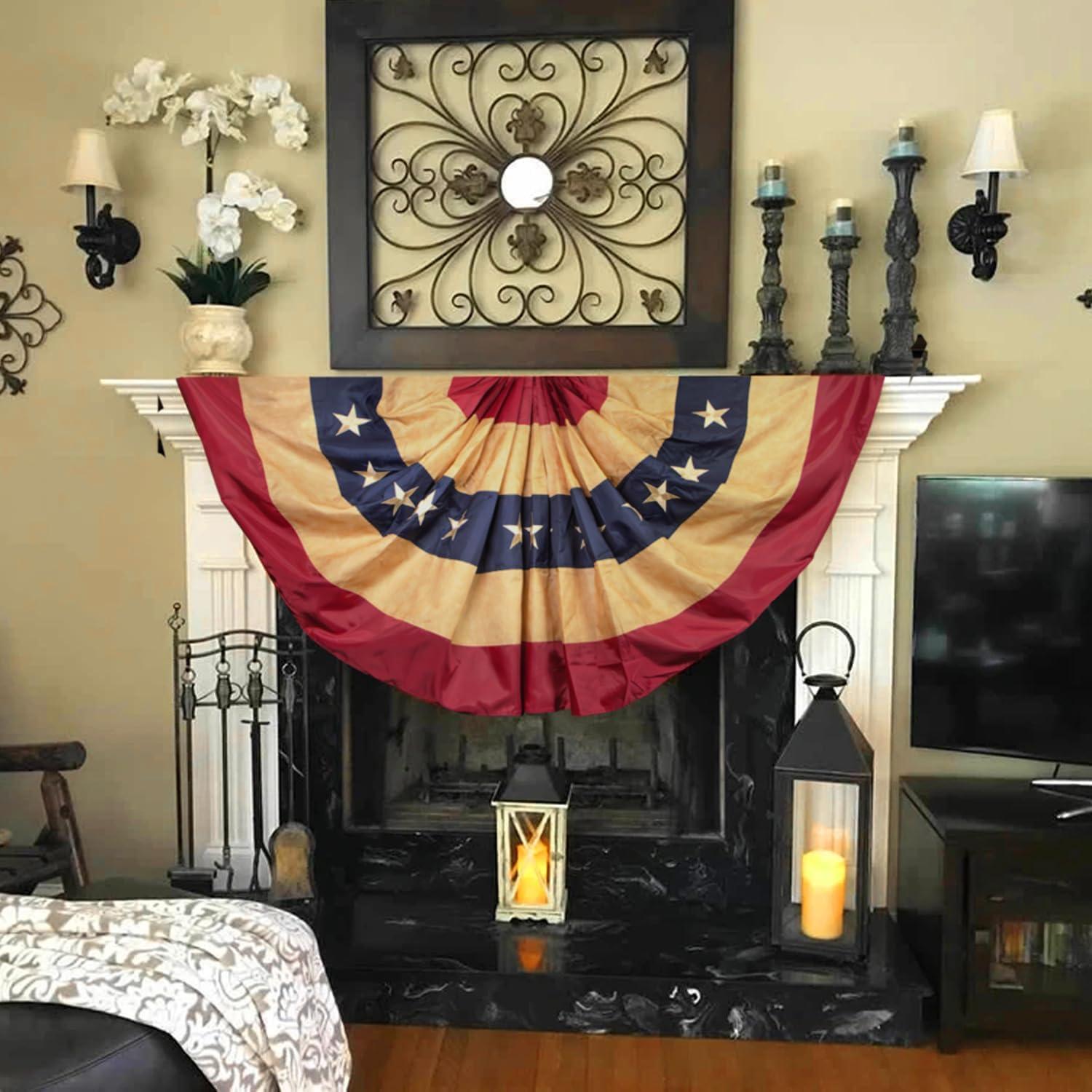 Vintage Style 3x6 Ft Patriotic Nylon Pleated Fan Flag