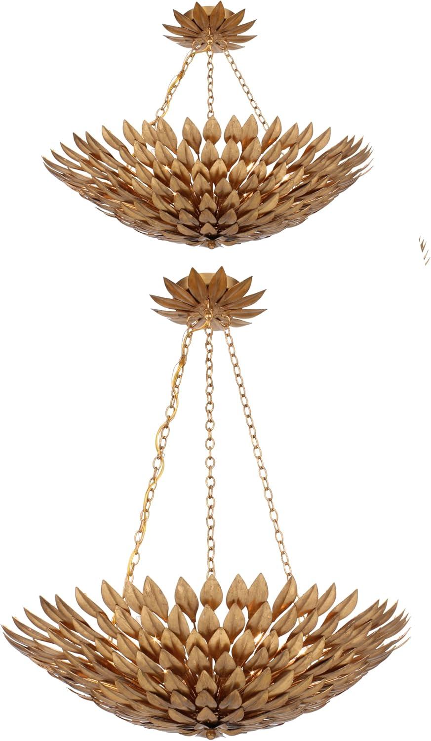 517-GA-Crystorama Iluminación-Broche - Lámpara de Araña de Seis Luces en Estilo Atemporal - Acabado Dorado Antiguo de 24,5 Pulgadas de Ancho por 11 Pulgadas de Alto