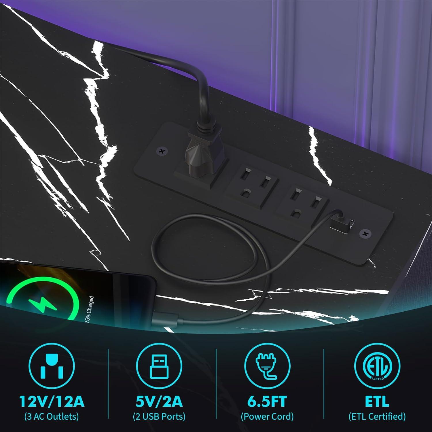 BOSSIN 58" Fireplace TV Stand for 65 inch TV Console with 18'' Electric Fireplace & Remote, Wooden Modern Entertainment Center for Living Room with LED Light Glass Shelves