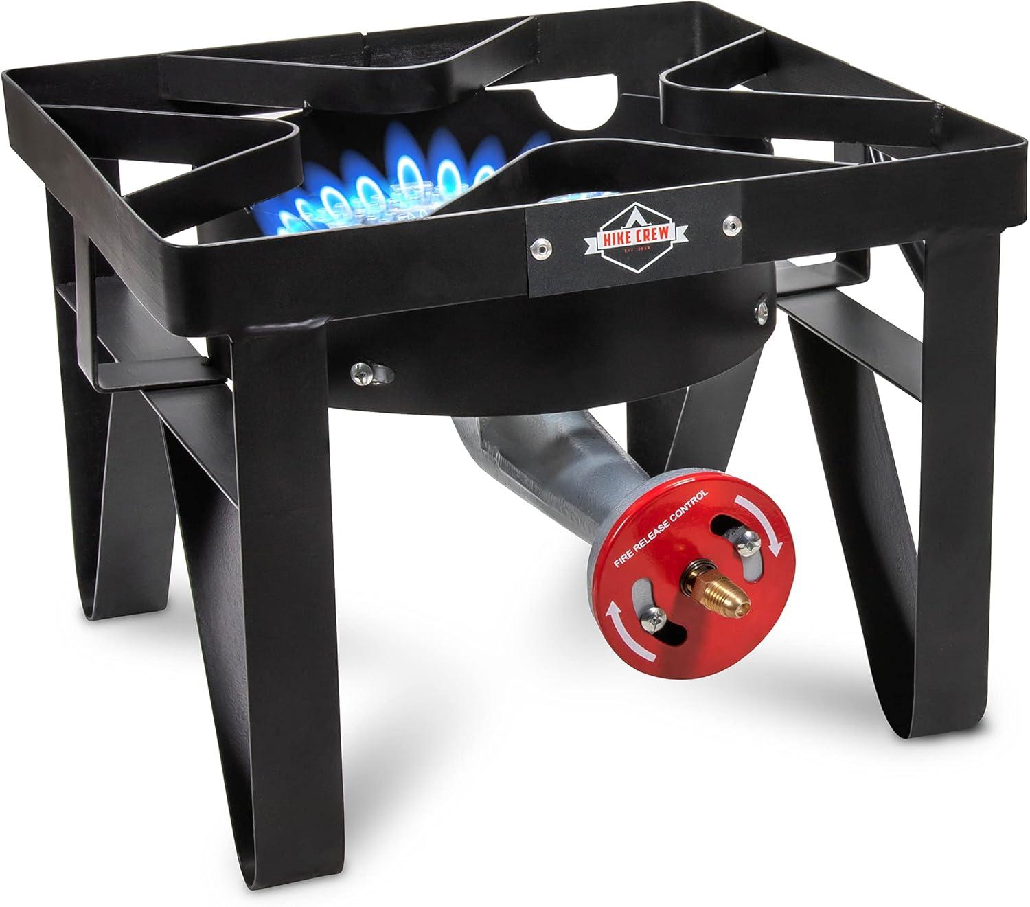 Hike Crew 220,000 BTU Single Burner Portable Gas Stove with Flame Air Control & Adjustable Hose