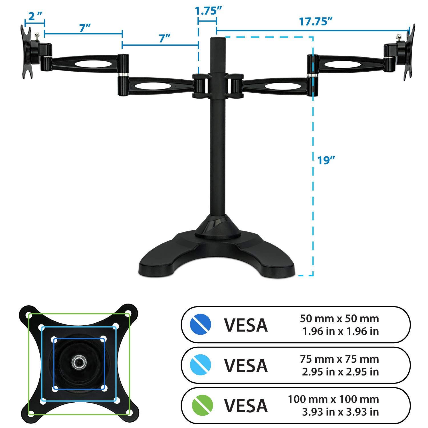 Dual Arm Freestanding Monitor Stand Height Adjustable 2 Screen Desk Mount