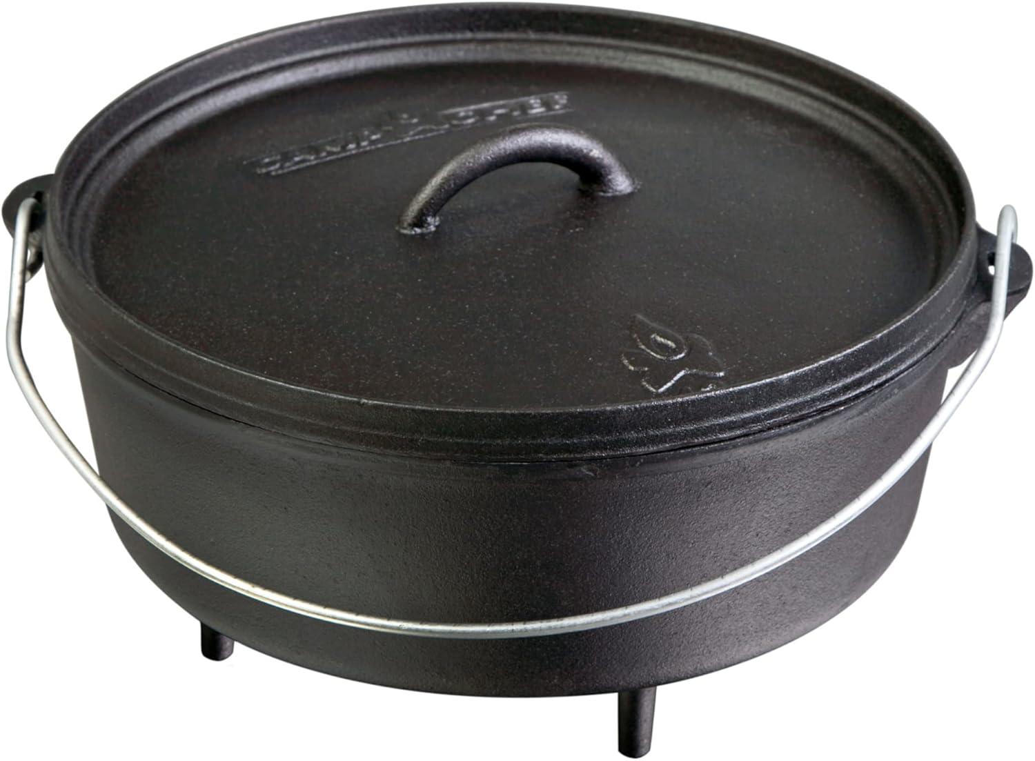 CintBllTer 12" Cast Iron Deep Dutch Oven, Seasoned Finish Cast Iron, Volume 8 qt