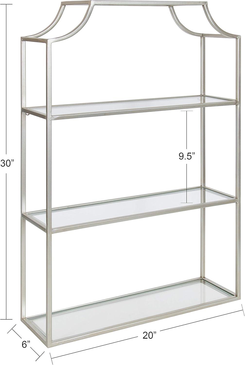 20" x 30" Ciel Tiered Wall Shelf Silver - Kate & Laurel All Things Decor: 4-Tier Glass, Metal Frame, No Assembly Required