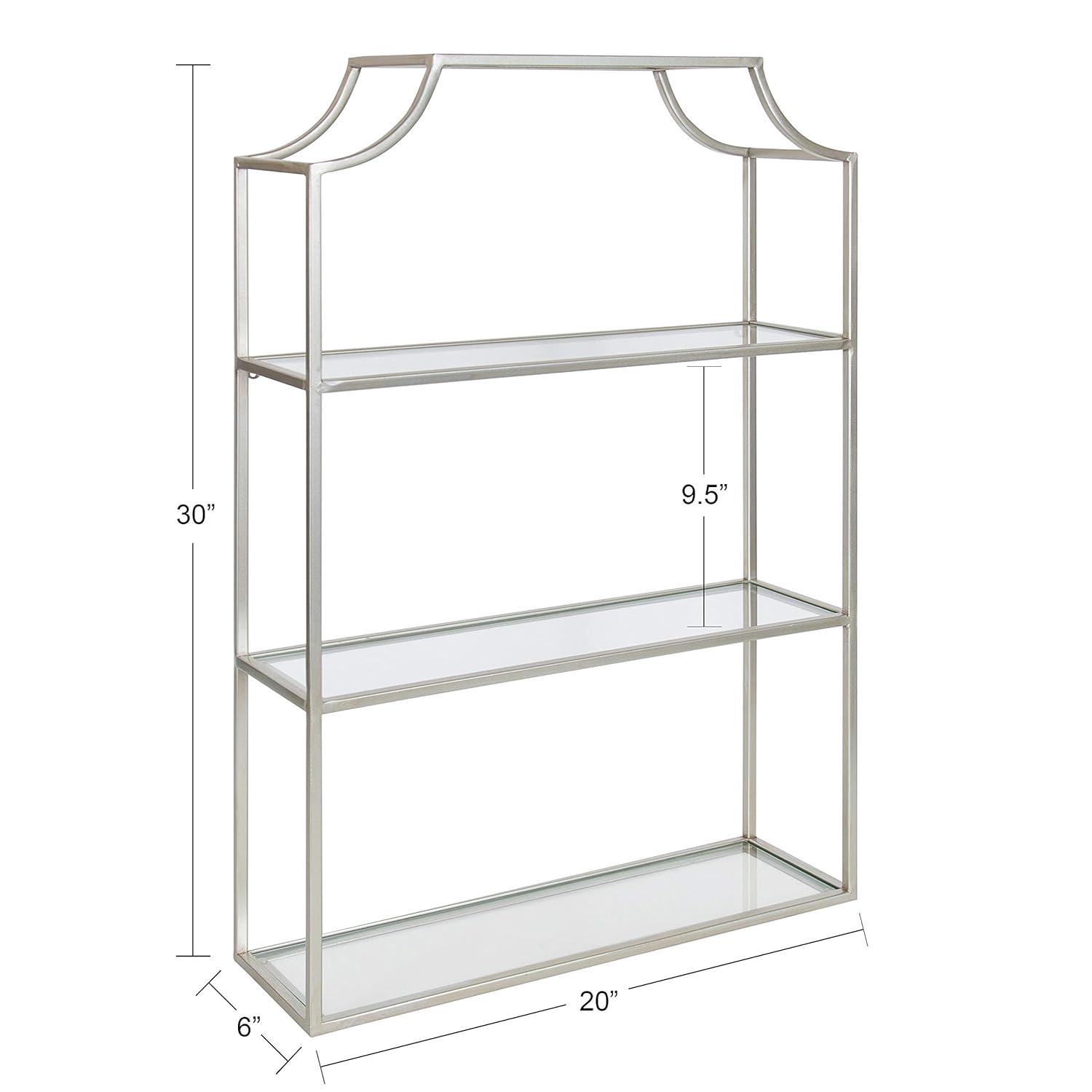 20" x 30" Ciel Tiered Wall Shelf Silver - Kate & Laurel All Things Decor: 4-Tier Glass, Metal Frame, No Assembly Required