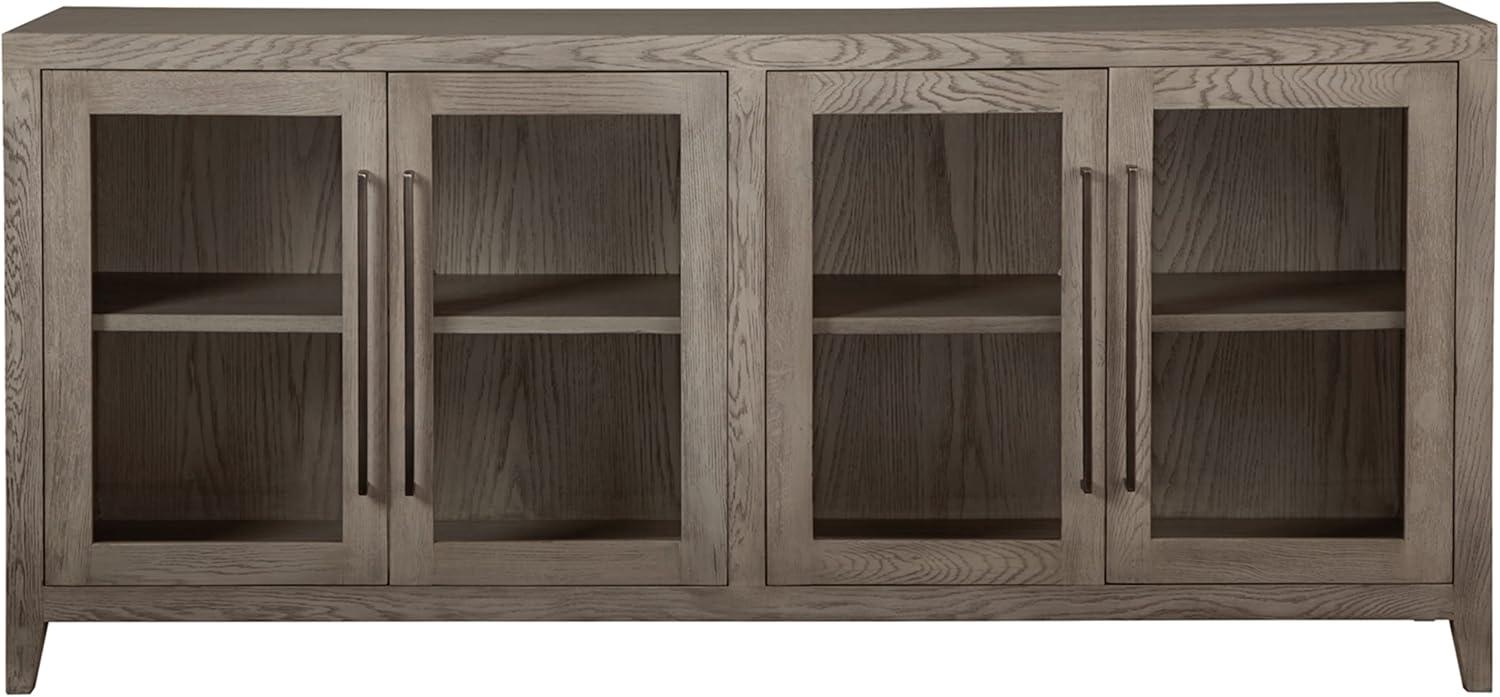 Dalenville 80" Gray Oak Veneer Glass-Front Accent Cabinet