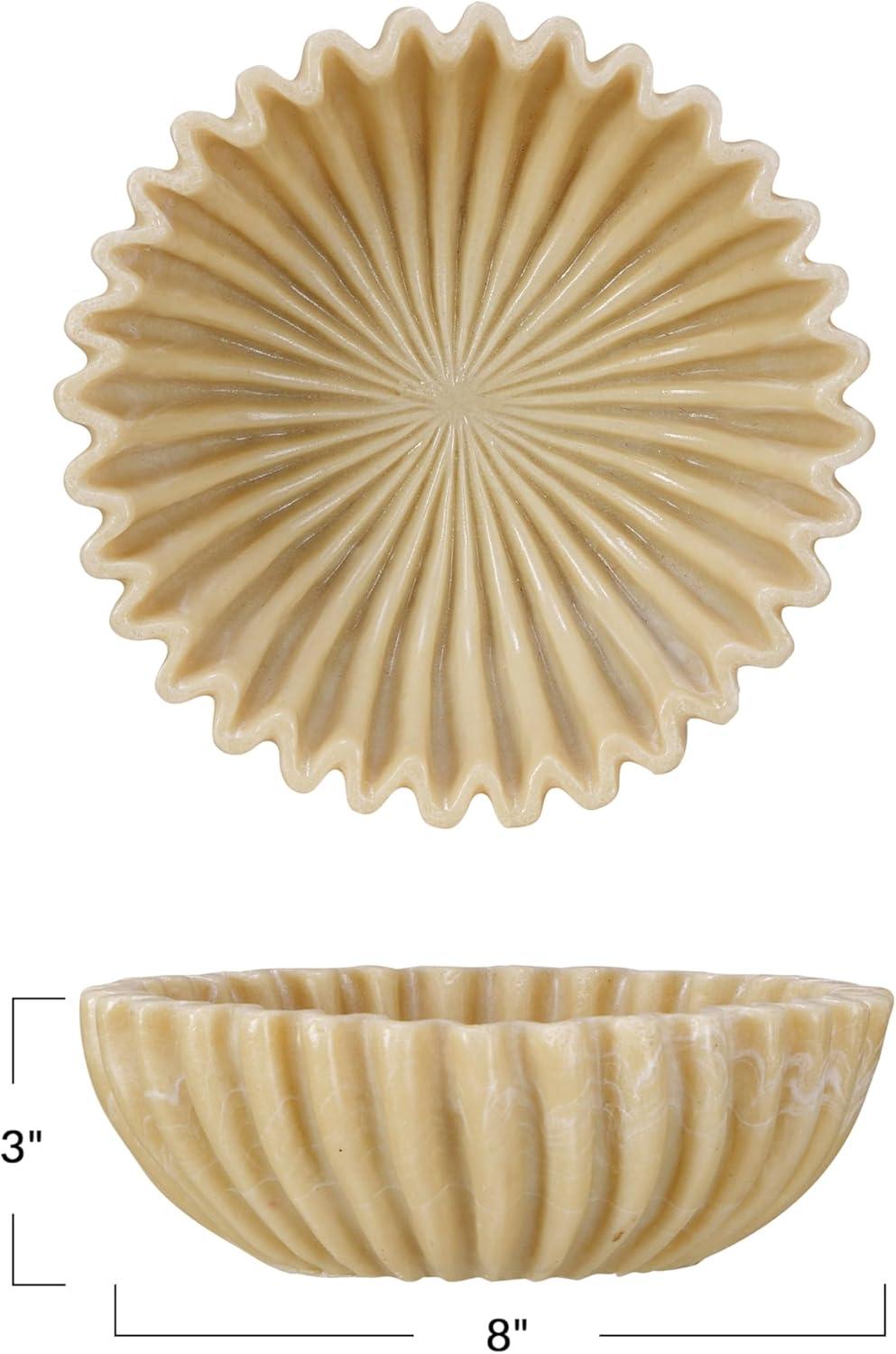 Beige Resin Fluted Decorative Bowl