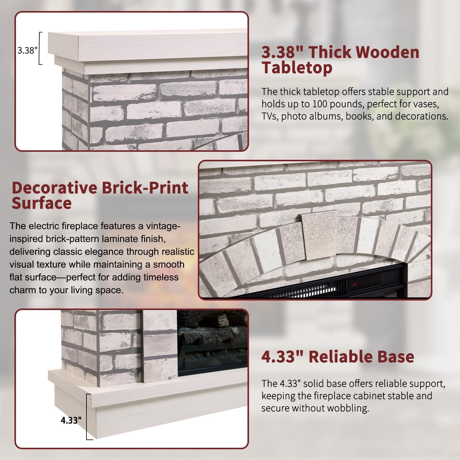 Millwood Pines 42" Farmhouse TV Stand With 23" Electric Fireplace Mantel