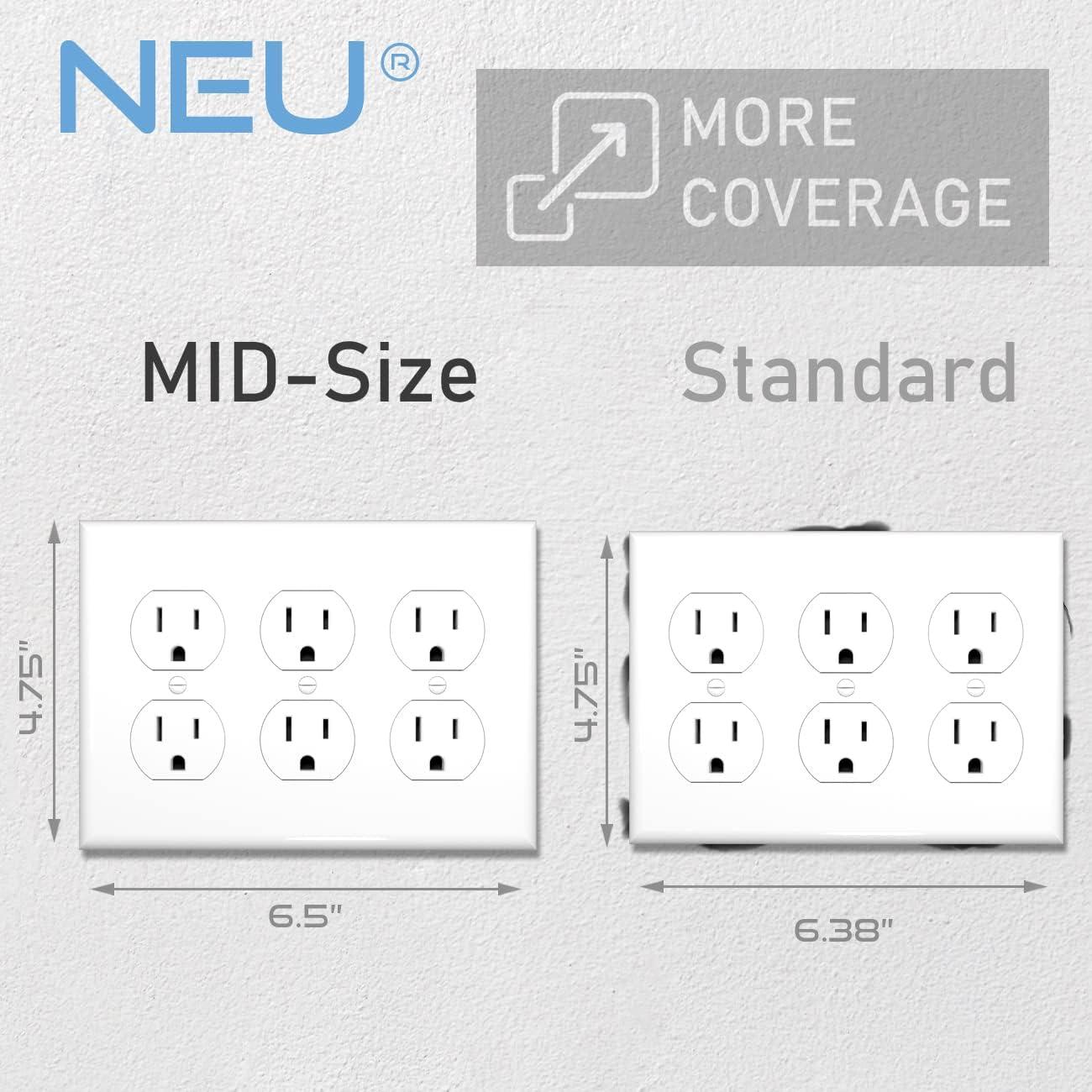 Glossy White 3-Gang Lexan Polycarbonate Duplex Receptacle Wall Plate