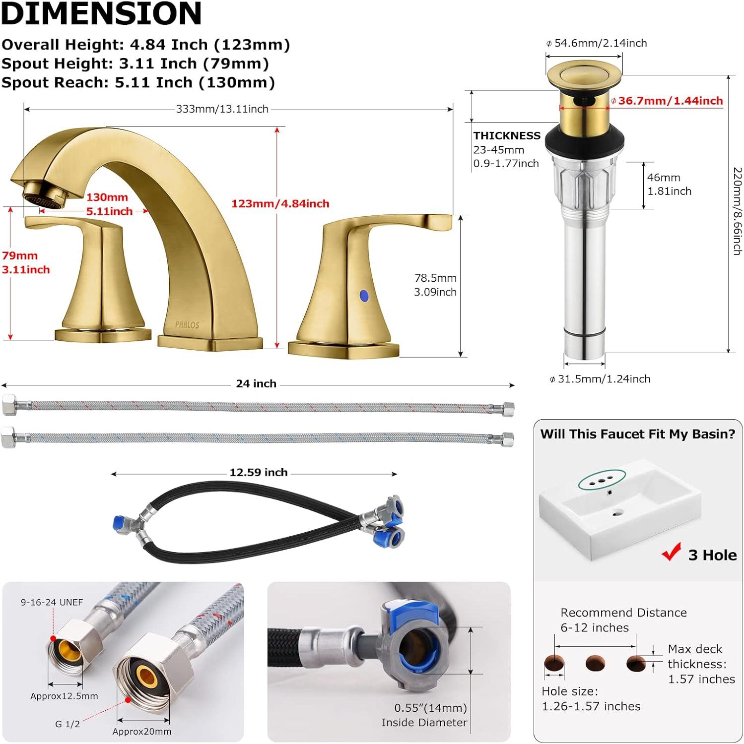 Widespread 2-handle Bathroom Faucet with Drain Assembly