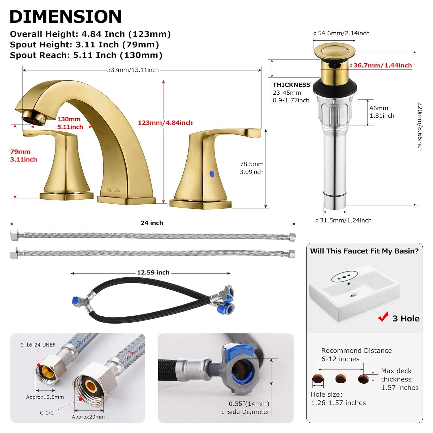 Widespread 2-handle Bathroom Faucet with Drain Assembly