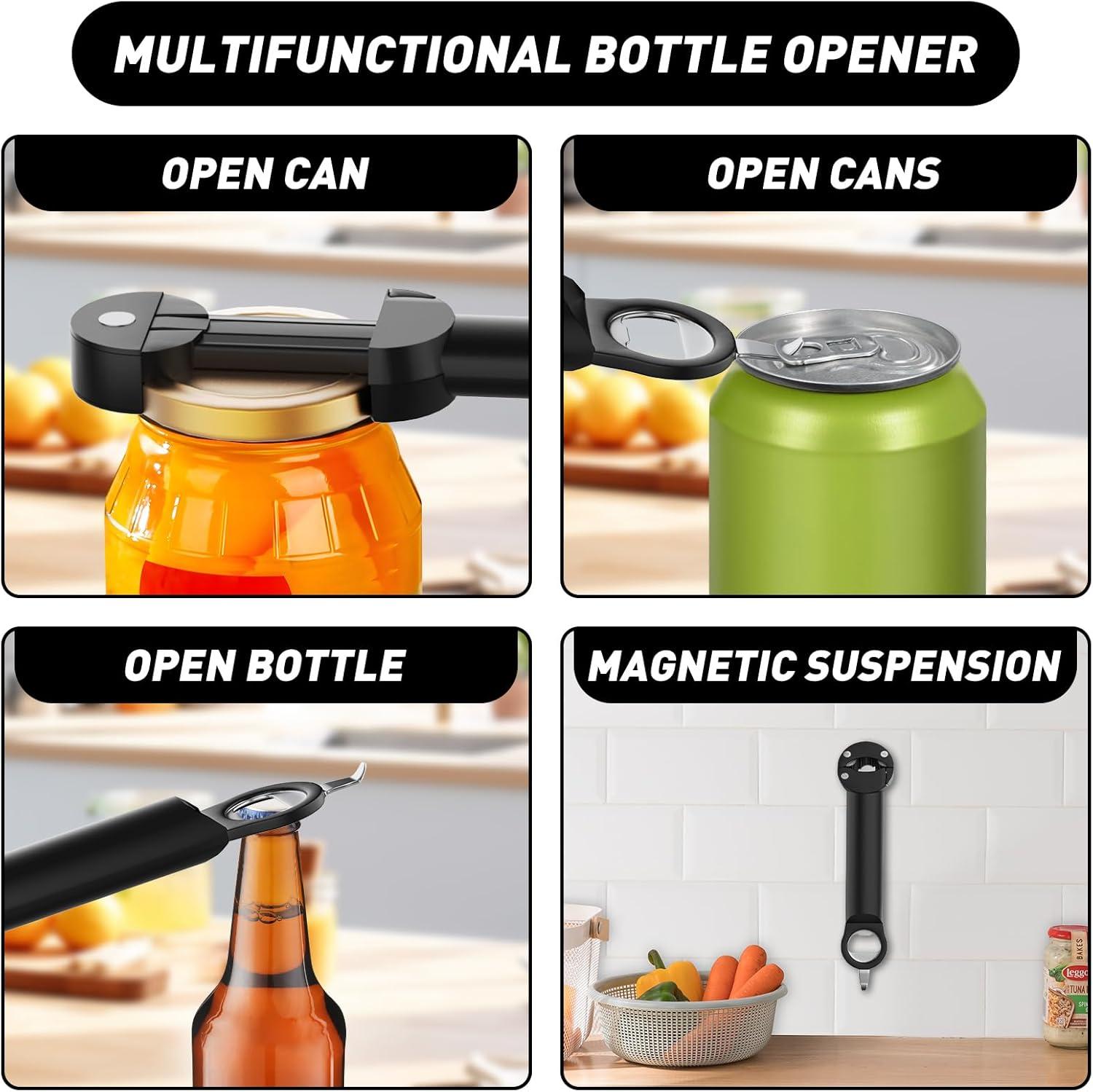 Jar Opener Retractable Bottle Opener Manual Can Opener Stainless Steel Lid Opener Multifunctional Bottle Opener