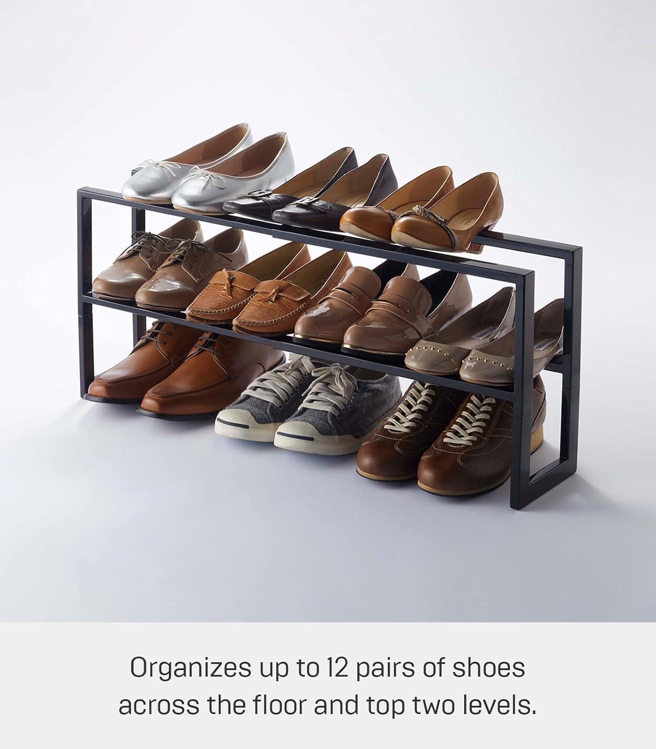 Yamazaki Home 2 Shelves Adjustable Shoe Rack, Large, Double, Steel,Holds 6 to 12 shoes, Expandable