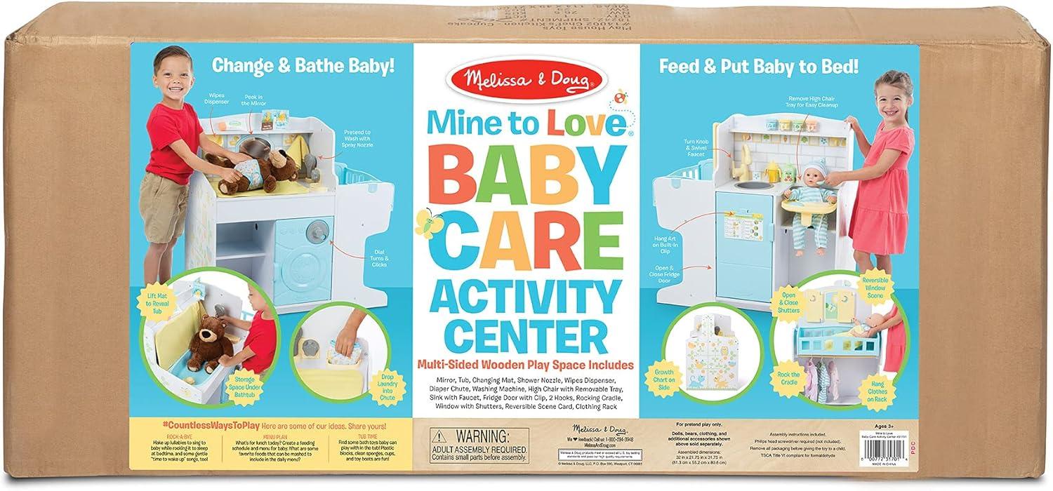 Melissa & Doug Mine to Love Baby Care Activity Center for Dolls - Kitchen, Nursery, Bathing-Changing