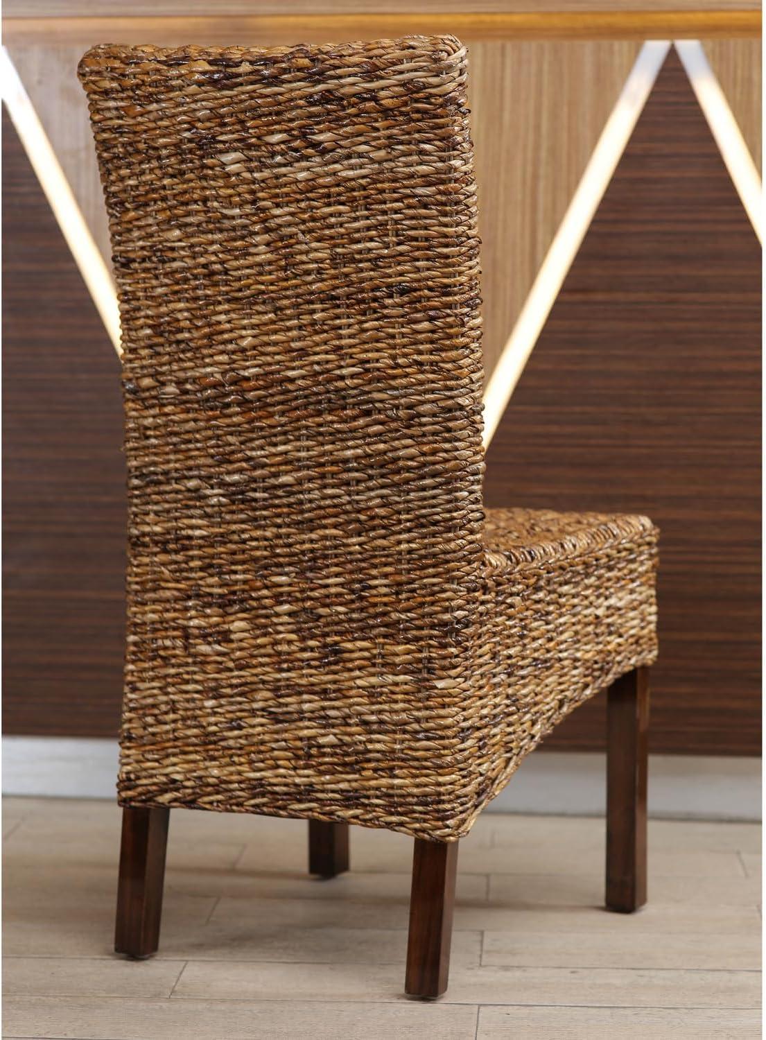 International Caravan Gaby Woven Banana Leaf/Mahogany Dining Chair