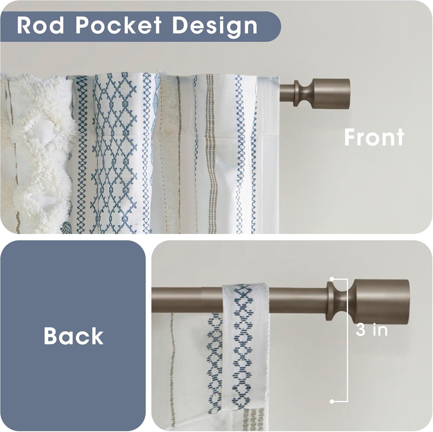 INK+IVY Imani Cotton Printed Boho Single Curtain Panel with Chenille Stripe and Lining