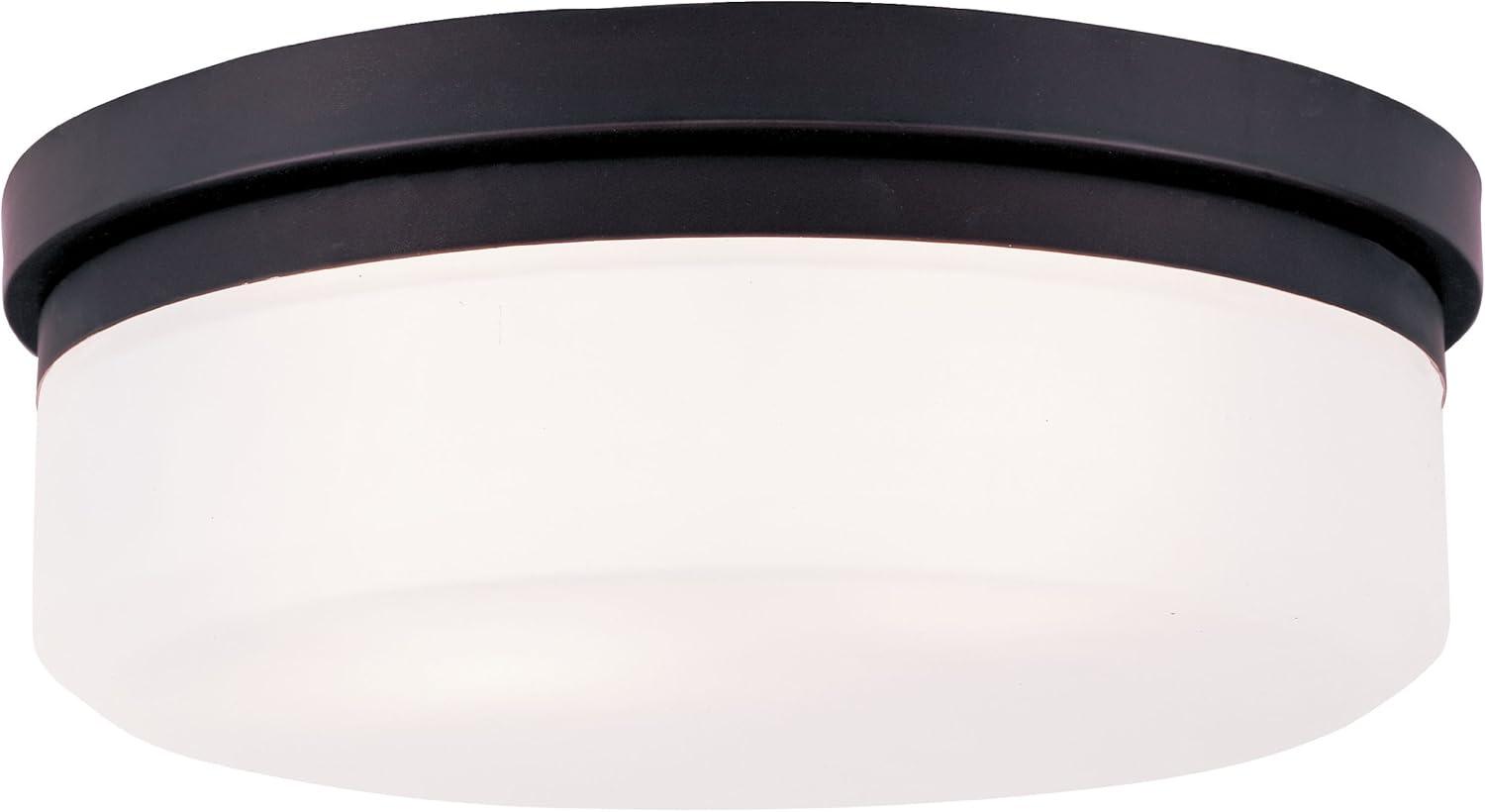 Stratus Modern 2-Light Flush Mount in Bronze with Hand Blown Satin White Glass