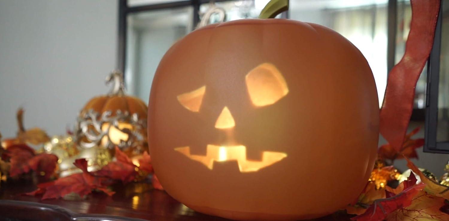 Jabberin Jack XL Talking Animated White Pumpkin with Built in Projector & Speaker Plug'n Play
