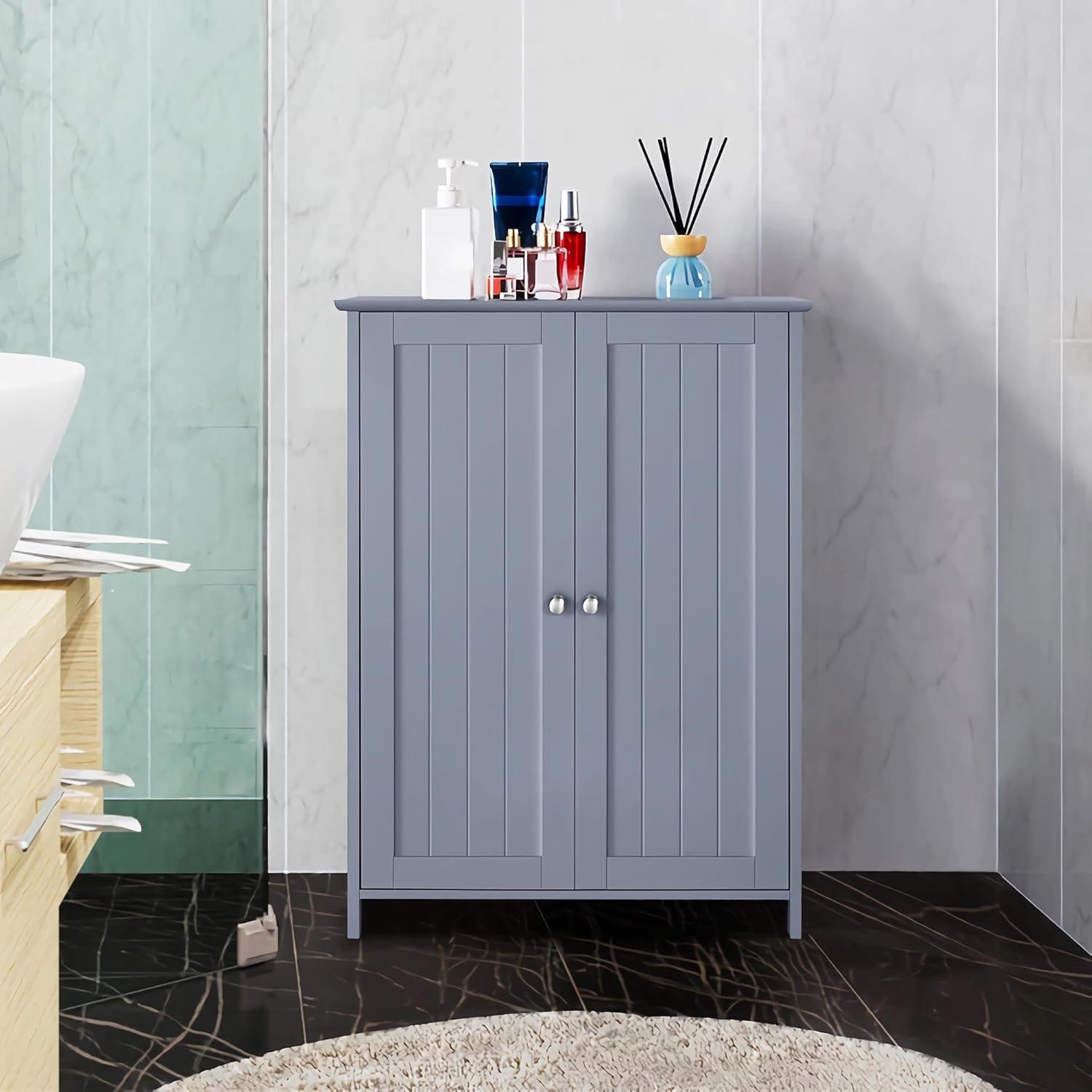 Gray MDF Lockable Cabinet with Adjustable Shelving