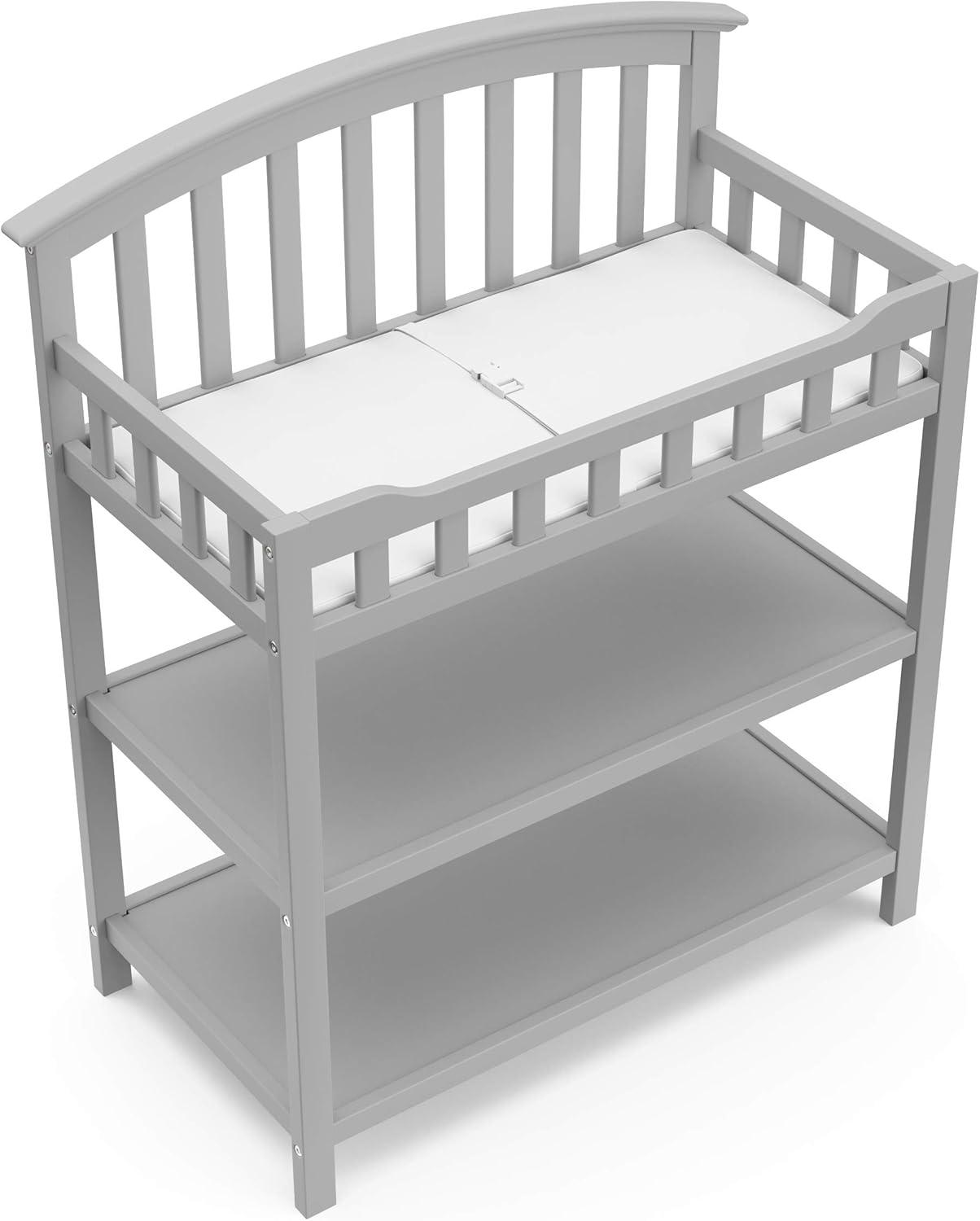 Graco Infant Wood Changing Table with Changing Pad, Pebble Gray