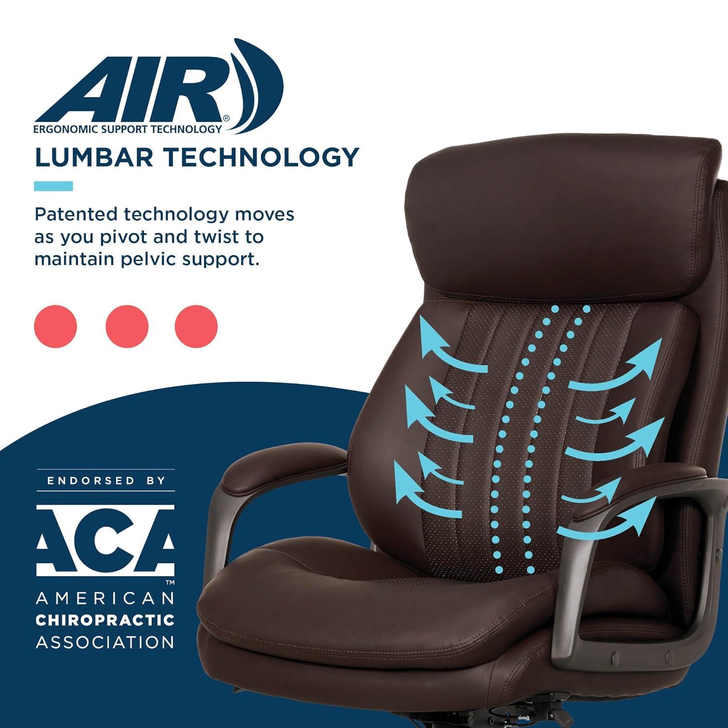 La-Z-Boy La-Z-Boy® Nova Executive Office Chair, Patented AIR Ergonomic Support Technology®, High-Back Premium Comfort & Support, Vegan PU Leather